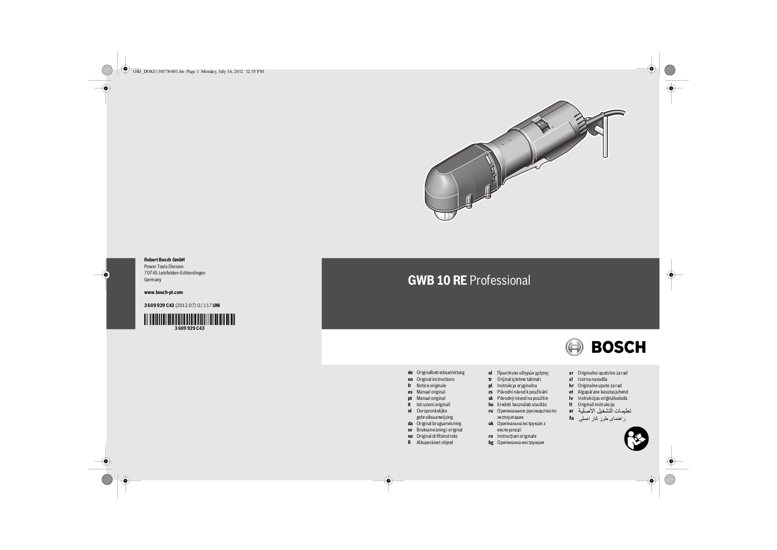 Bosch GWB 10 RE Professional User guide