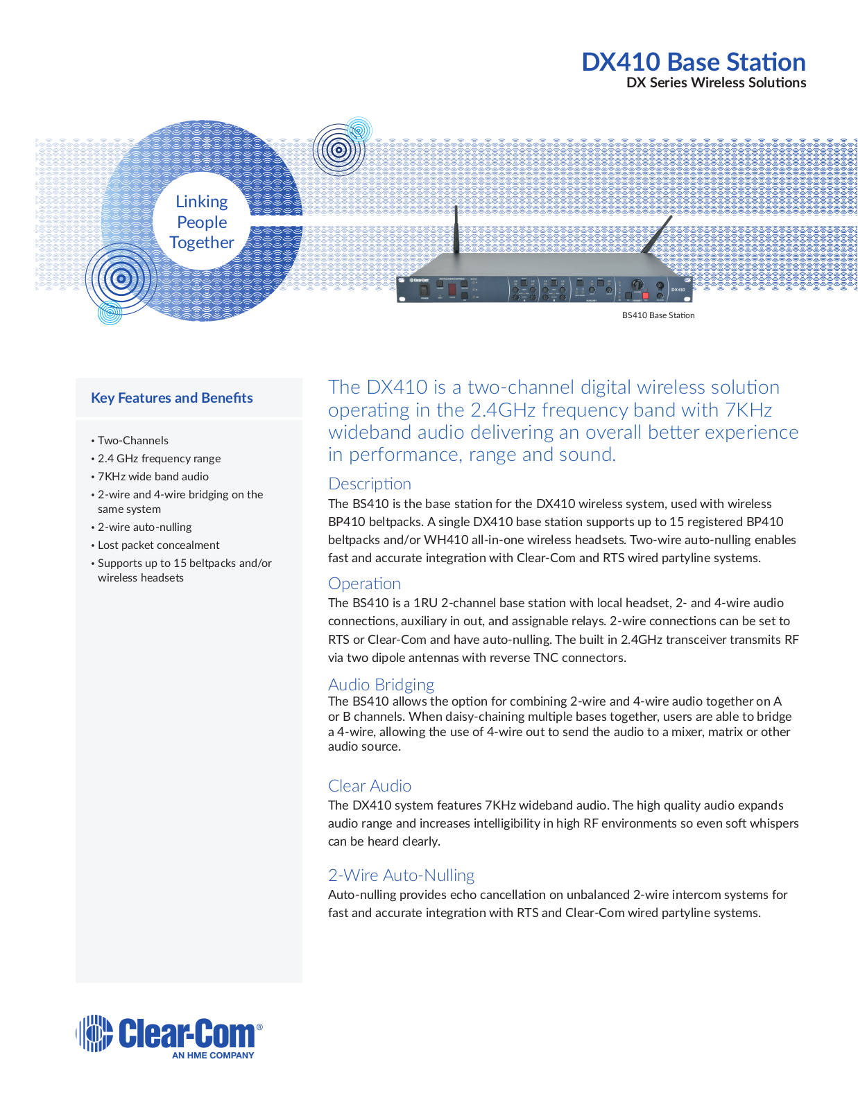 Clear-Com BS410 Datasheet