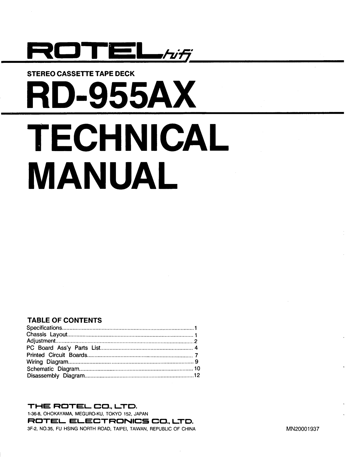 Rotel RD-955-AX Service manual