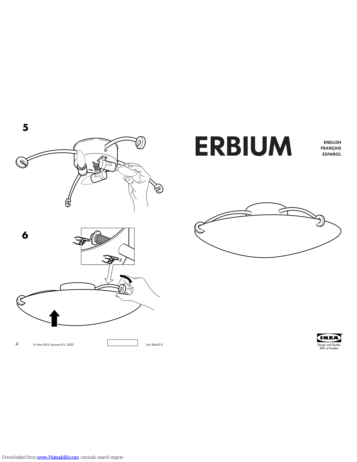 IKEA ERBIUM AA-80642-2, ERBIUM Assembly Instructions Manual