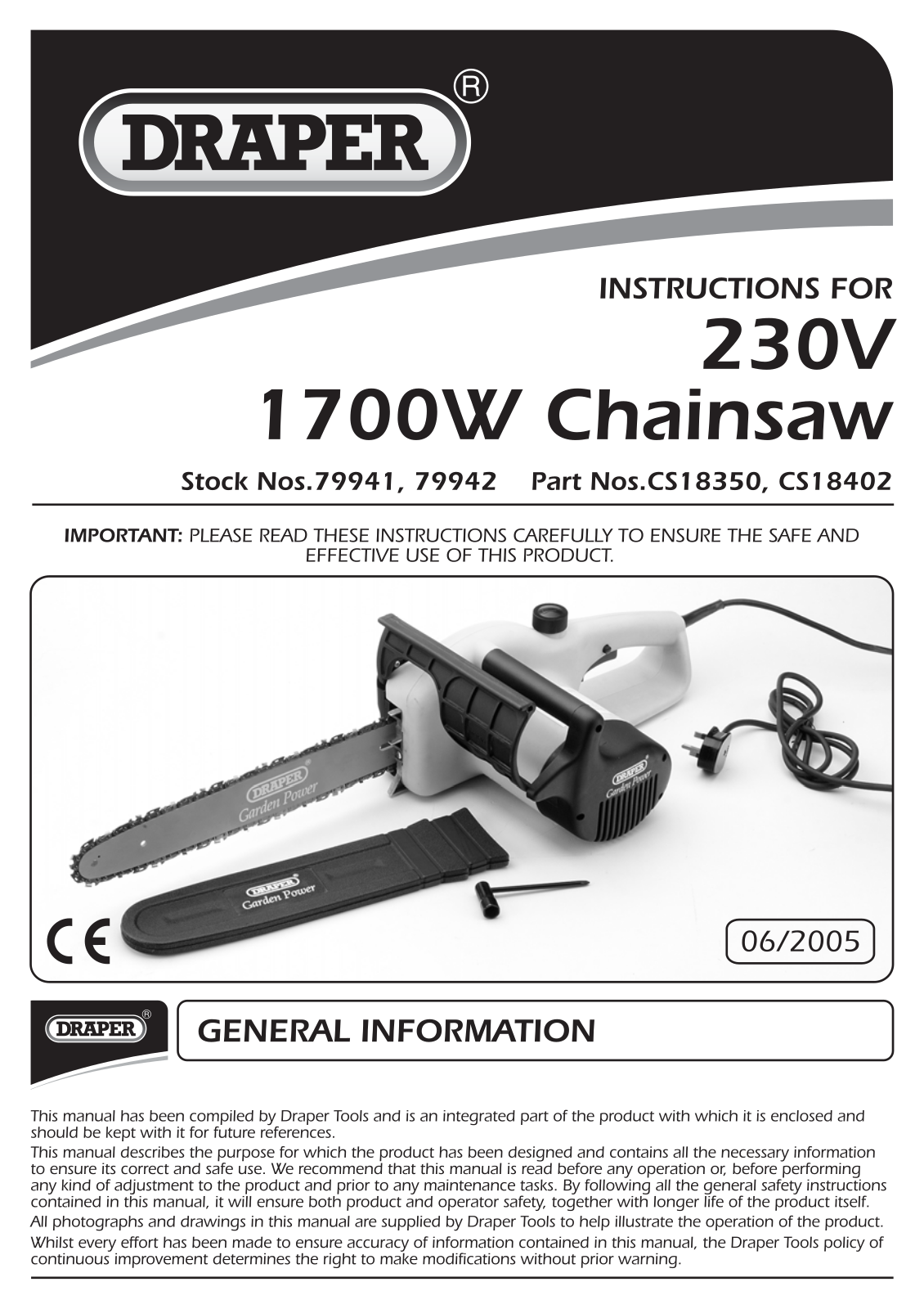 Draper 77941, 79942, CS18350, CS18402 Instruction - ManualMachine.com