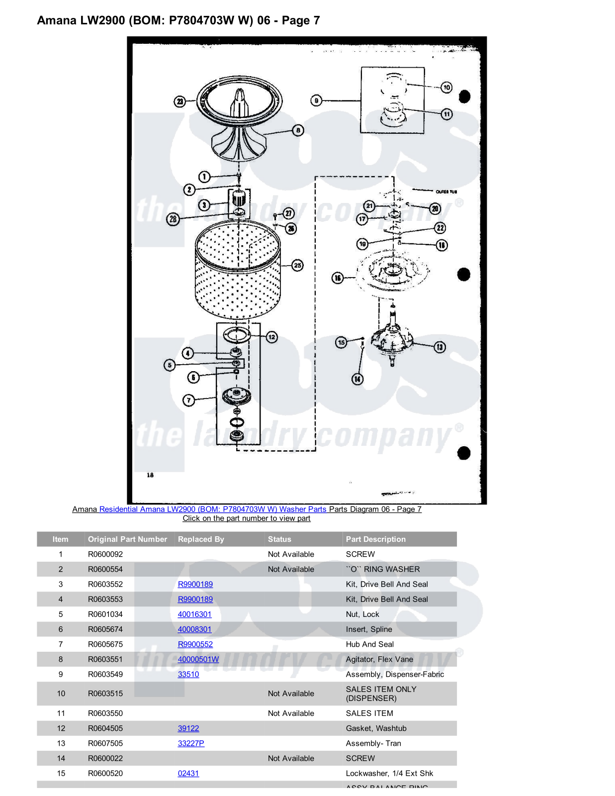 Amana LW2900 Parts Diagram