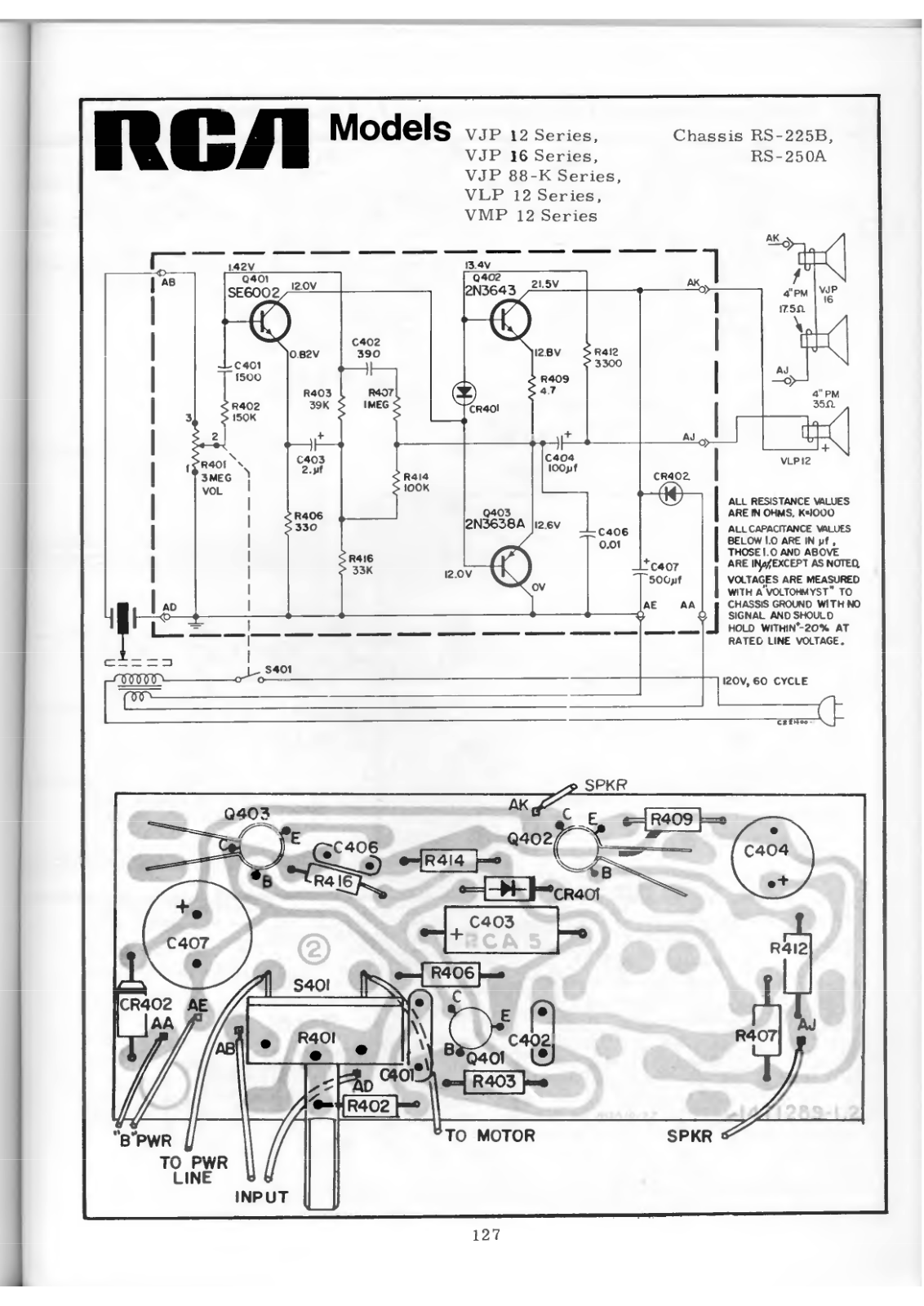 RCA VJP12, VJP16, VJP88-K, VLP12, VMP12 Schematic