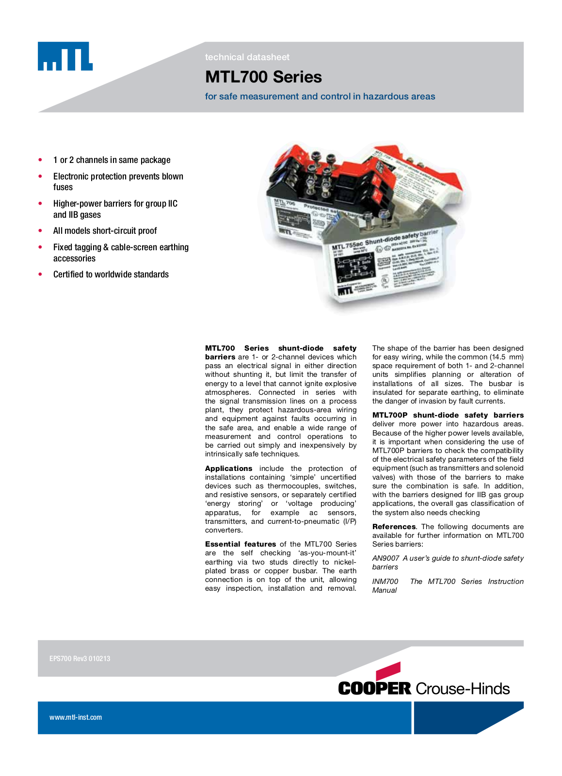 MTL Instruments MTL700 Specifications