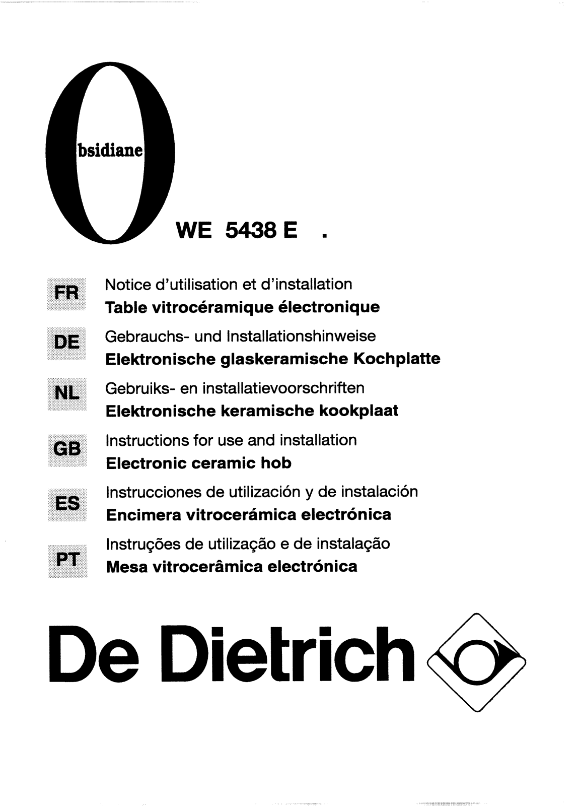 De dietrich WE5438E1 User Manual