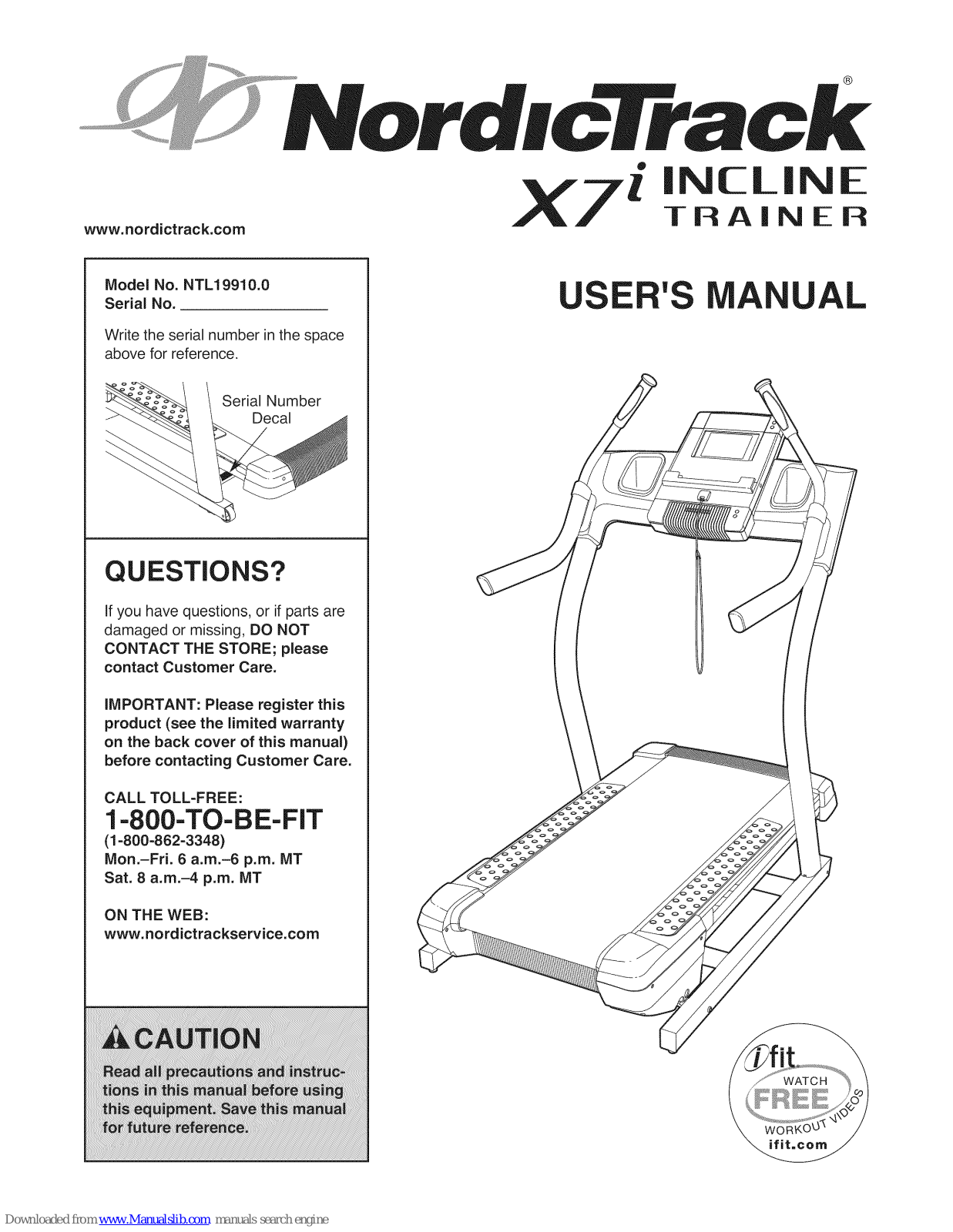 NordicTrack X7i incline trainer NTL19910.0, Incline Trainer X7i User Manual - ManualMachine.com