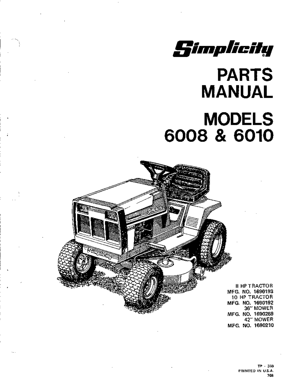 Simplicity 6010, 6008 User Manual