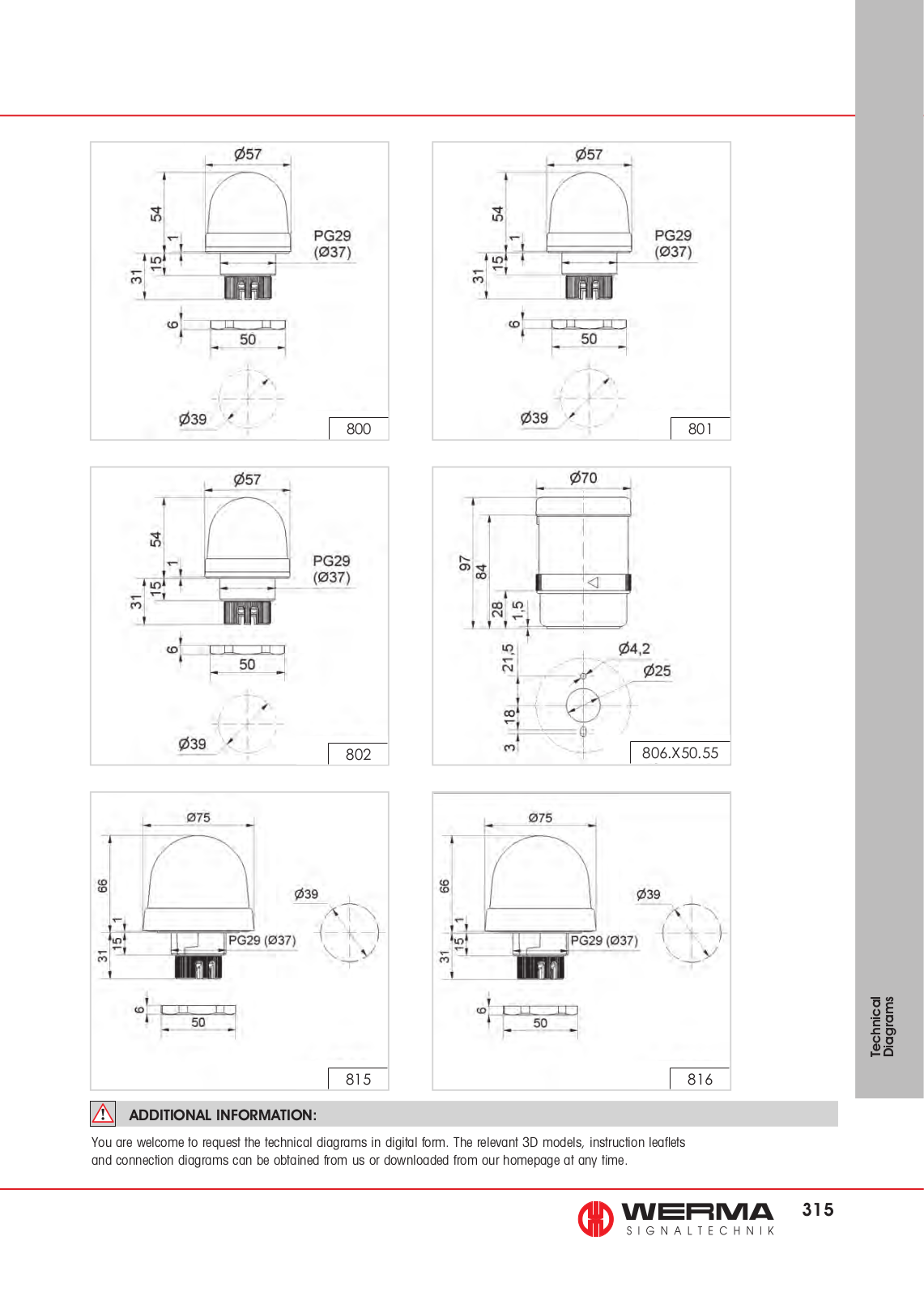 Werma 800, 801, 802, 806.X50.55, 815 Technical Diagrams