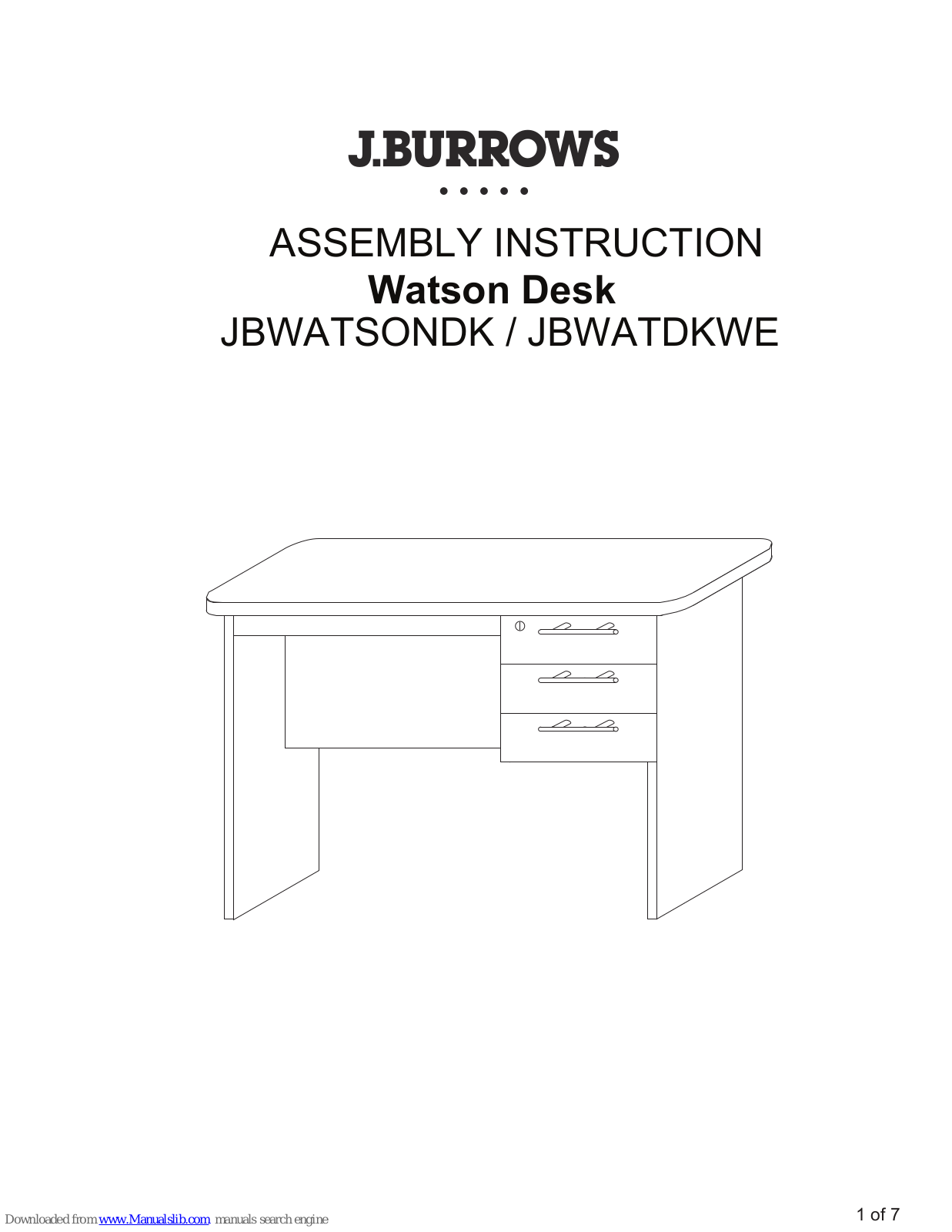 J.Burrows JBWATSONDK, JBWATDKWE Assembly Instruction Manual