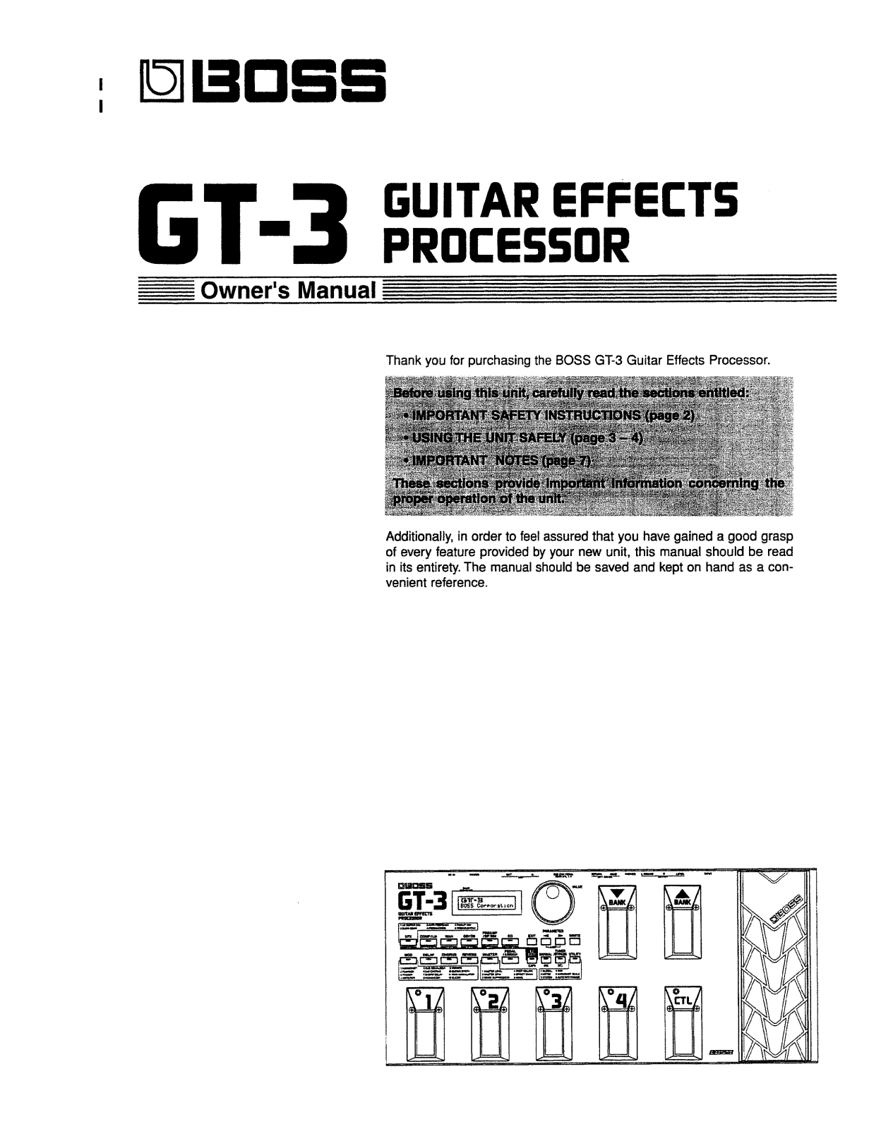 Roland Corporation GT-3 Owner's Manual