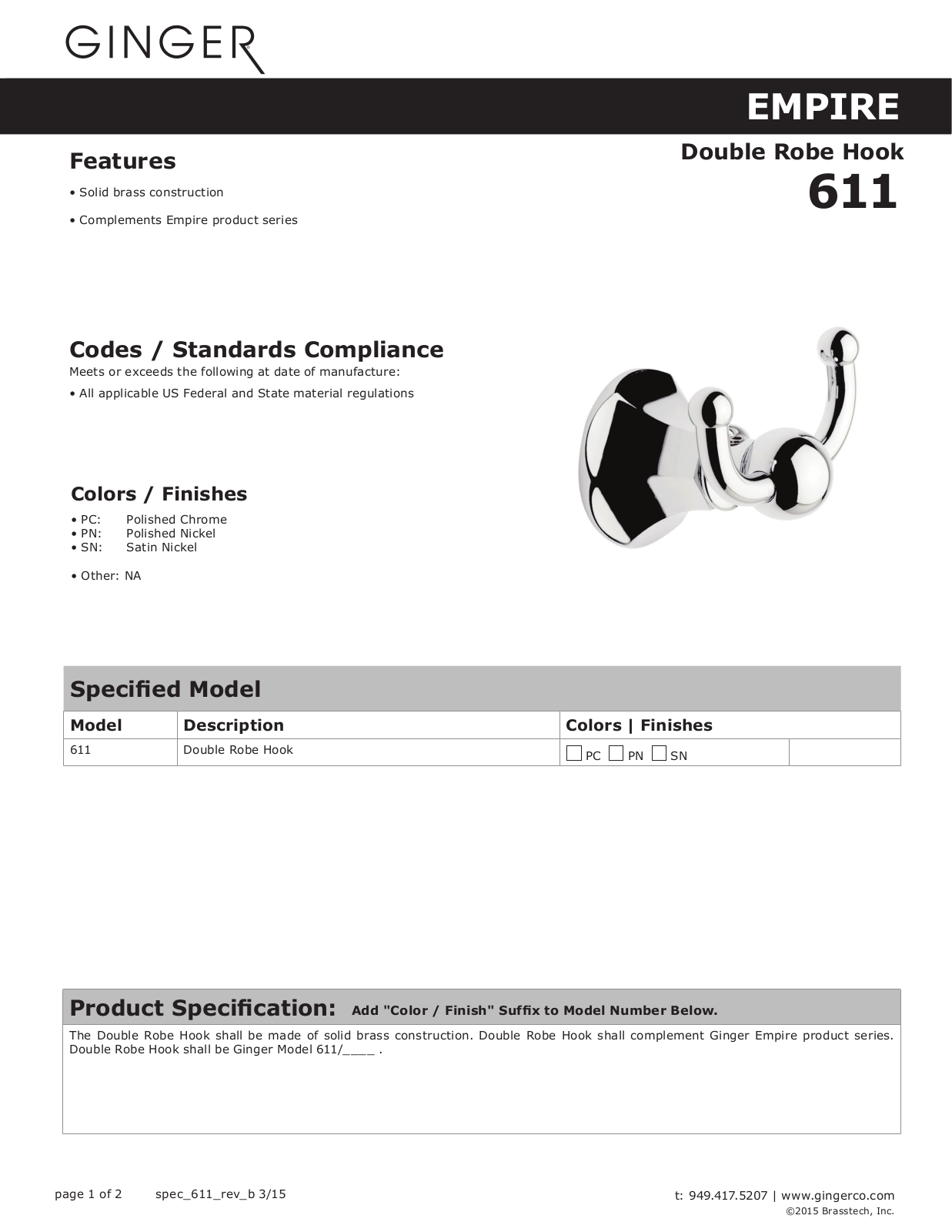 Ginger GIN1354 Specifications - ManualMachine.com