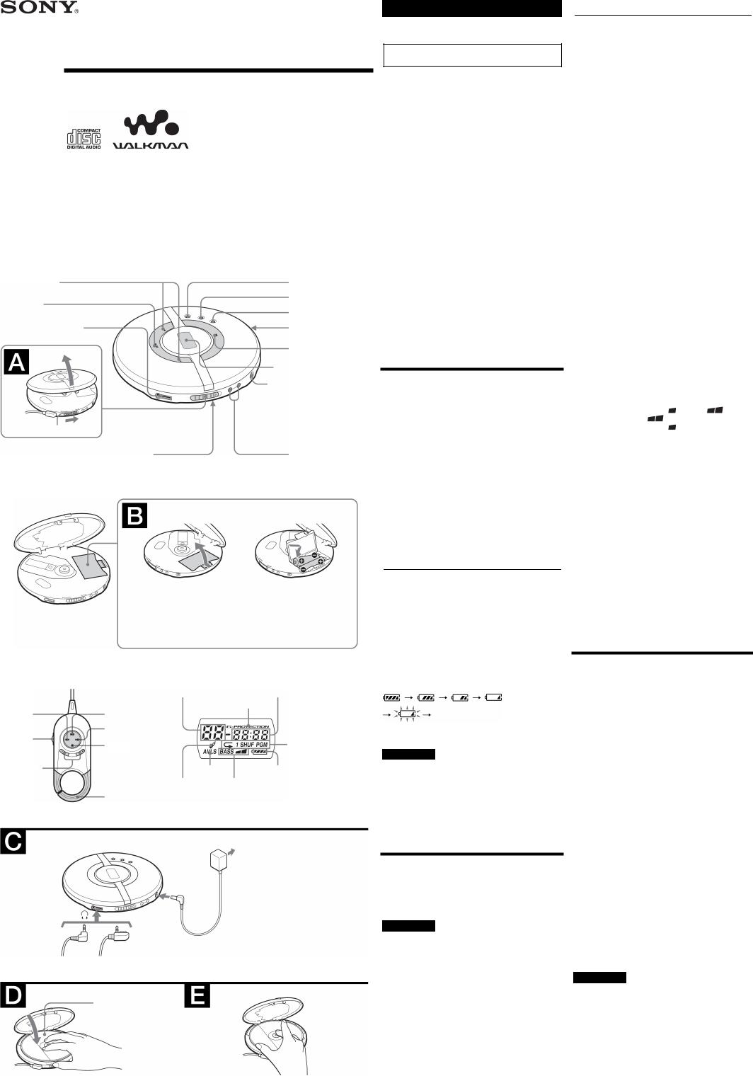 Sony D-EJ100, D-EJ101, D-EJ101CK, D-EJ106CK, D-EJ101SR User Manual