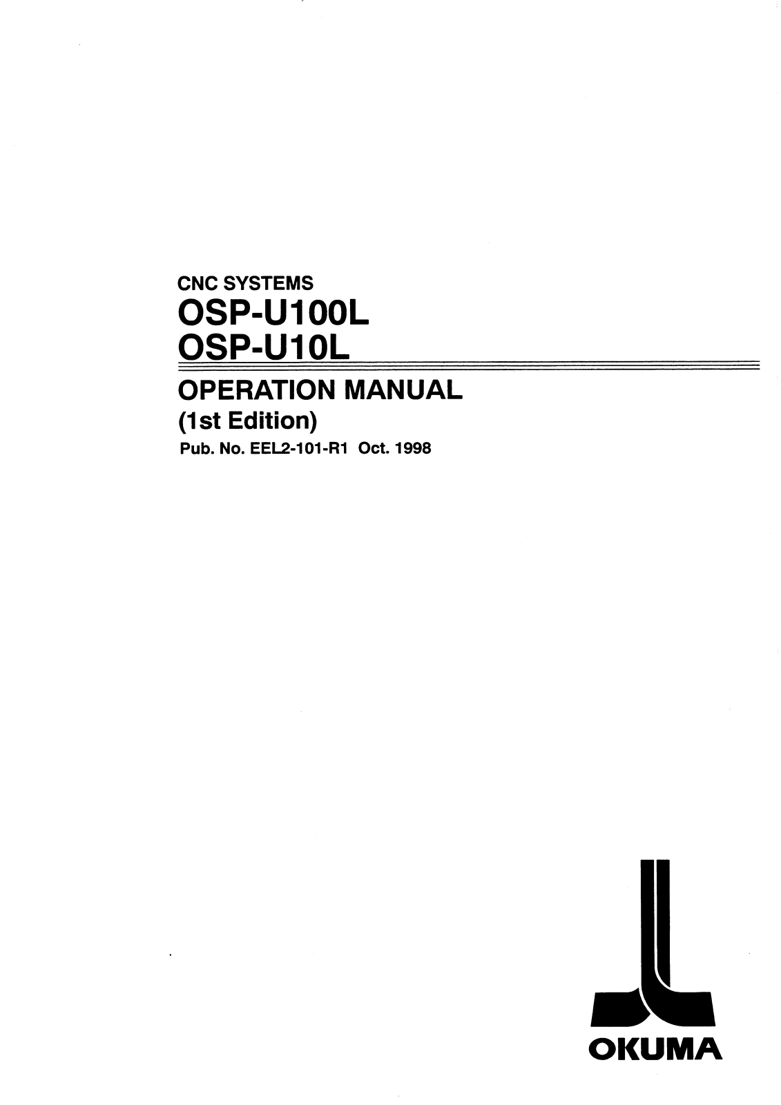 okuma OSP-U100L, OSP-U10L Operation Manual