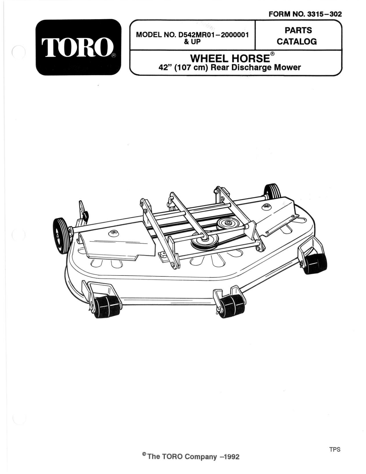 Toro D5-42MR01 Parts Catalogue