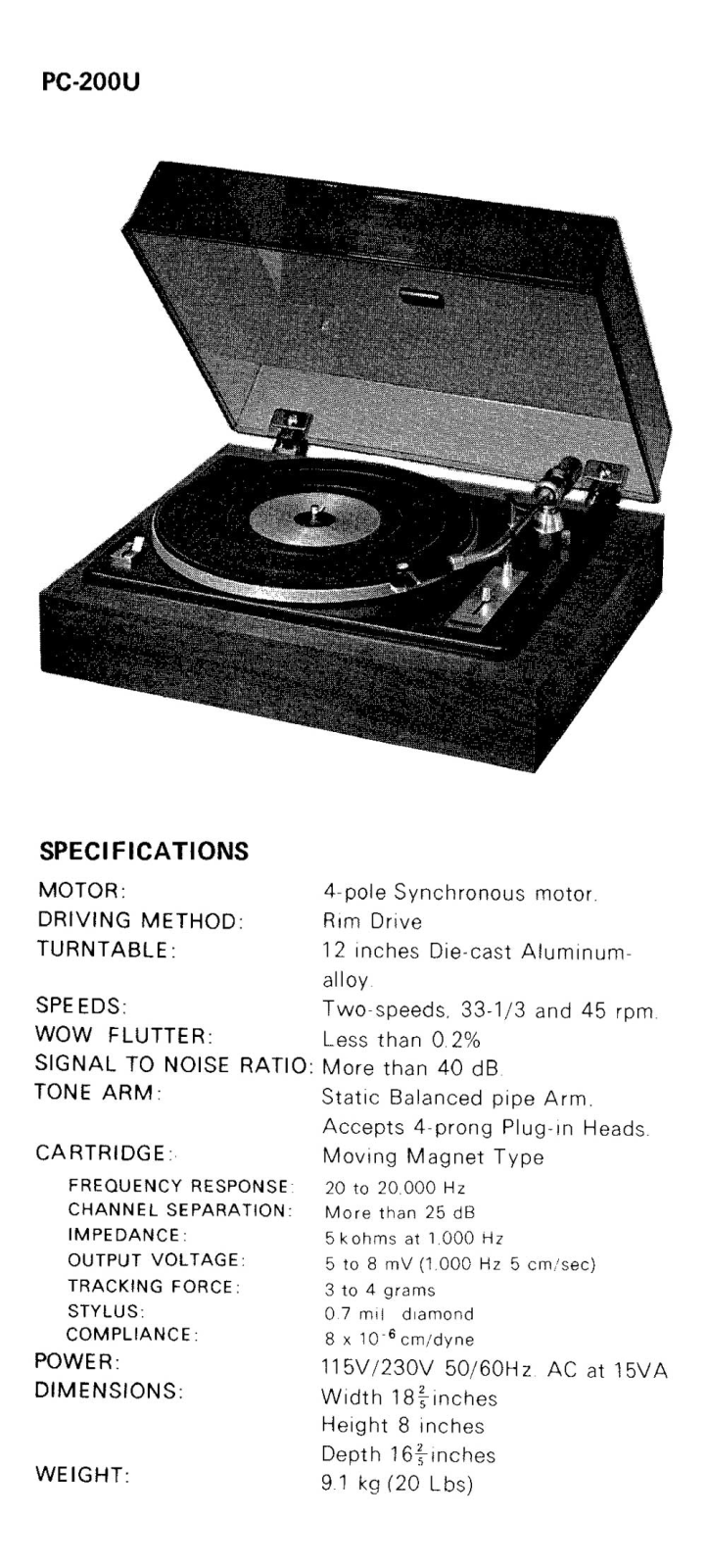 Kenwood PC-200-U Brochure