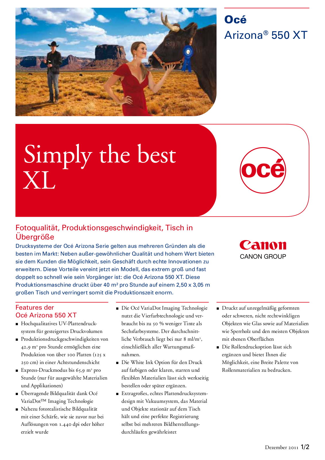 Canon OCE ARIZONA 550 XT BROCHURE