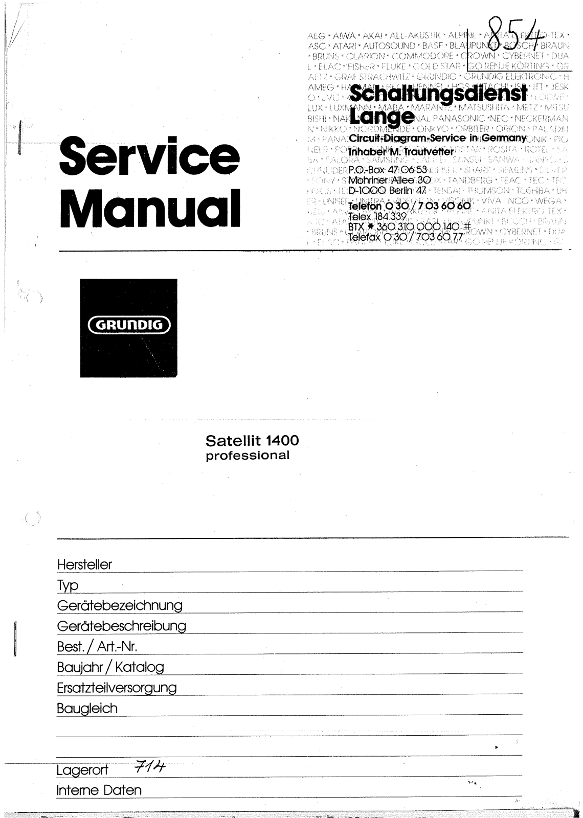 Grundig Satellit-1400 Service Manual