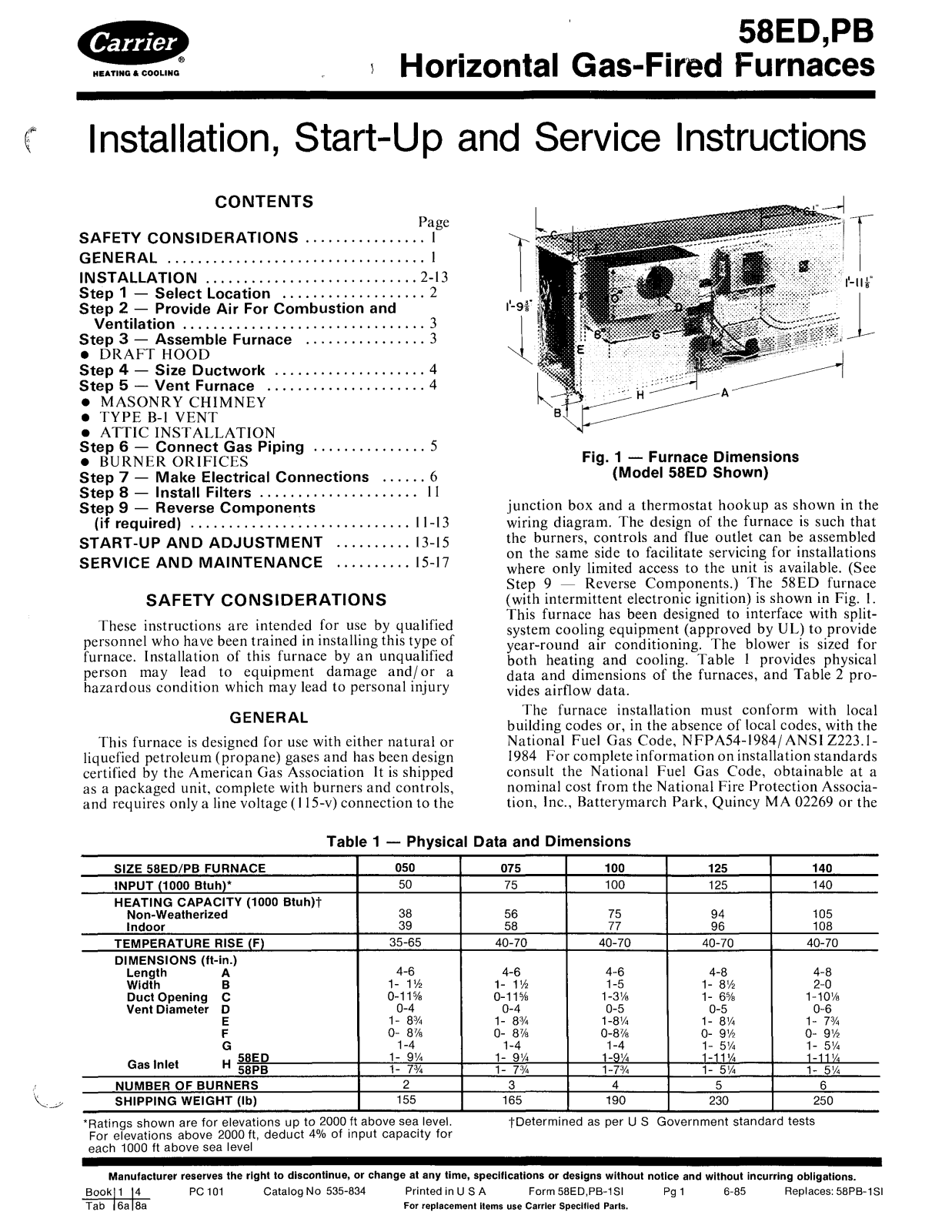 Carrier PB, 58ED User Manual