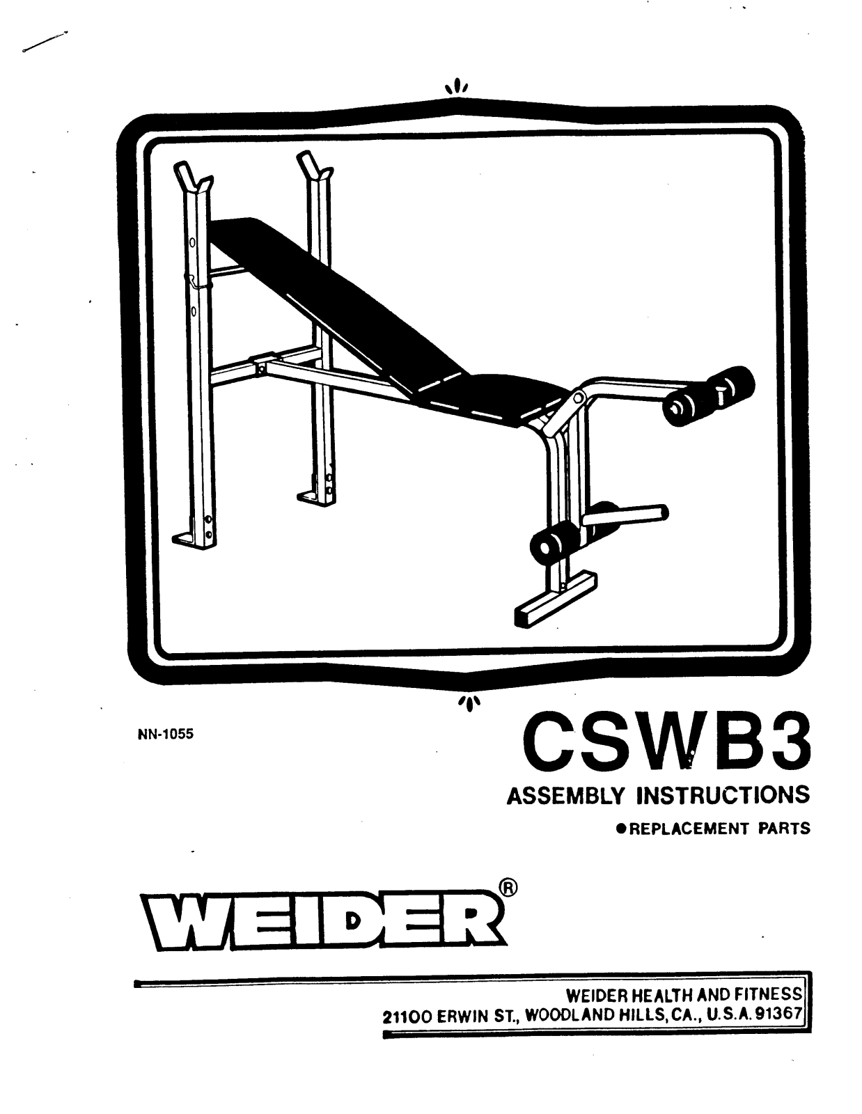 Weider CSWB3 Owner's Manual