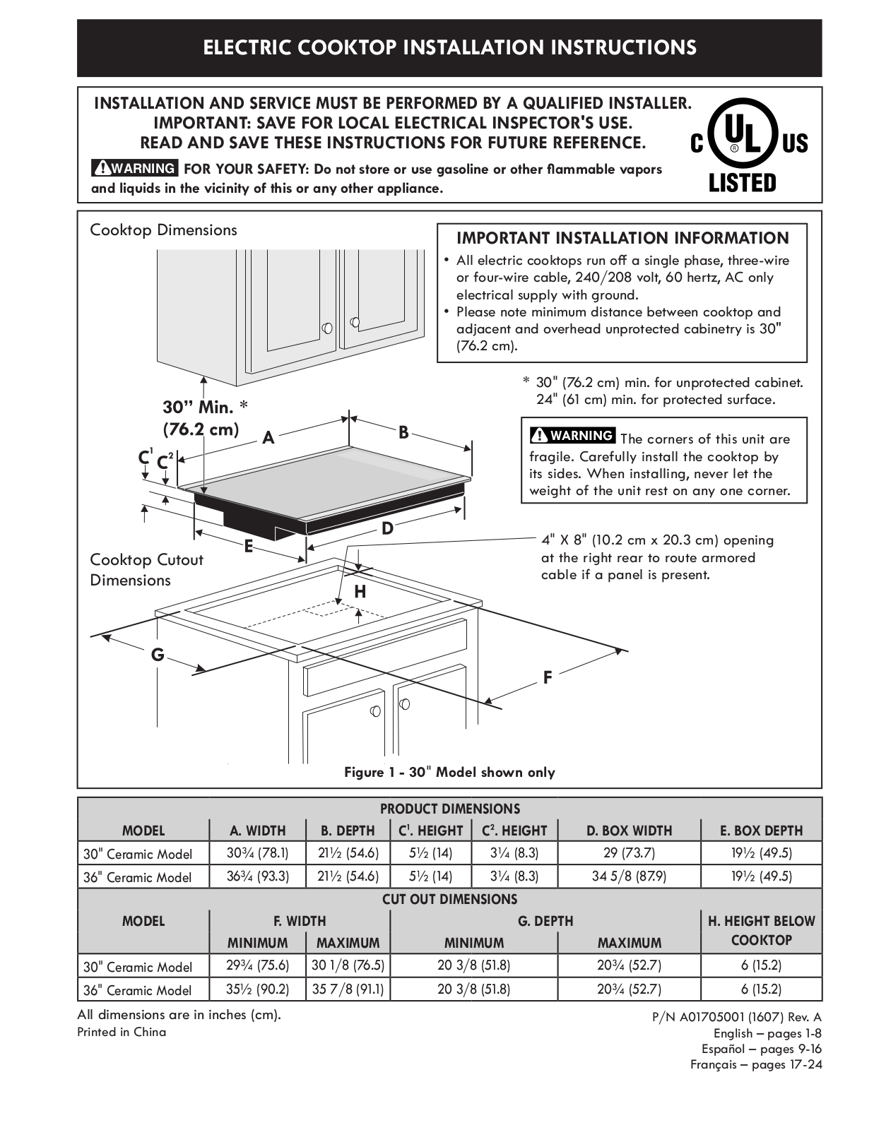 Kenmore Elite 79045419412, 79045413412, 79045319412, 79045313411, 79045313412 Installation Guide