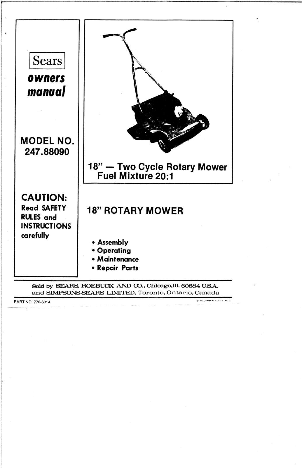 Sears 247.8809 User Manual