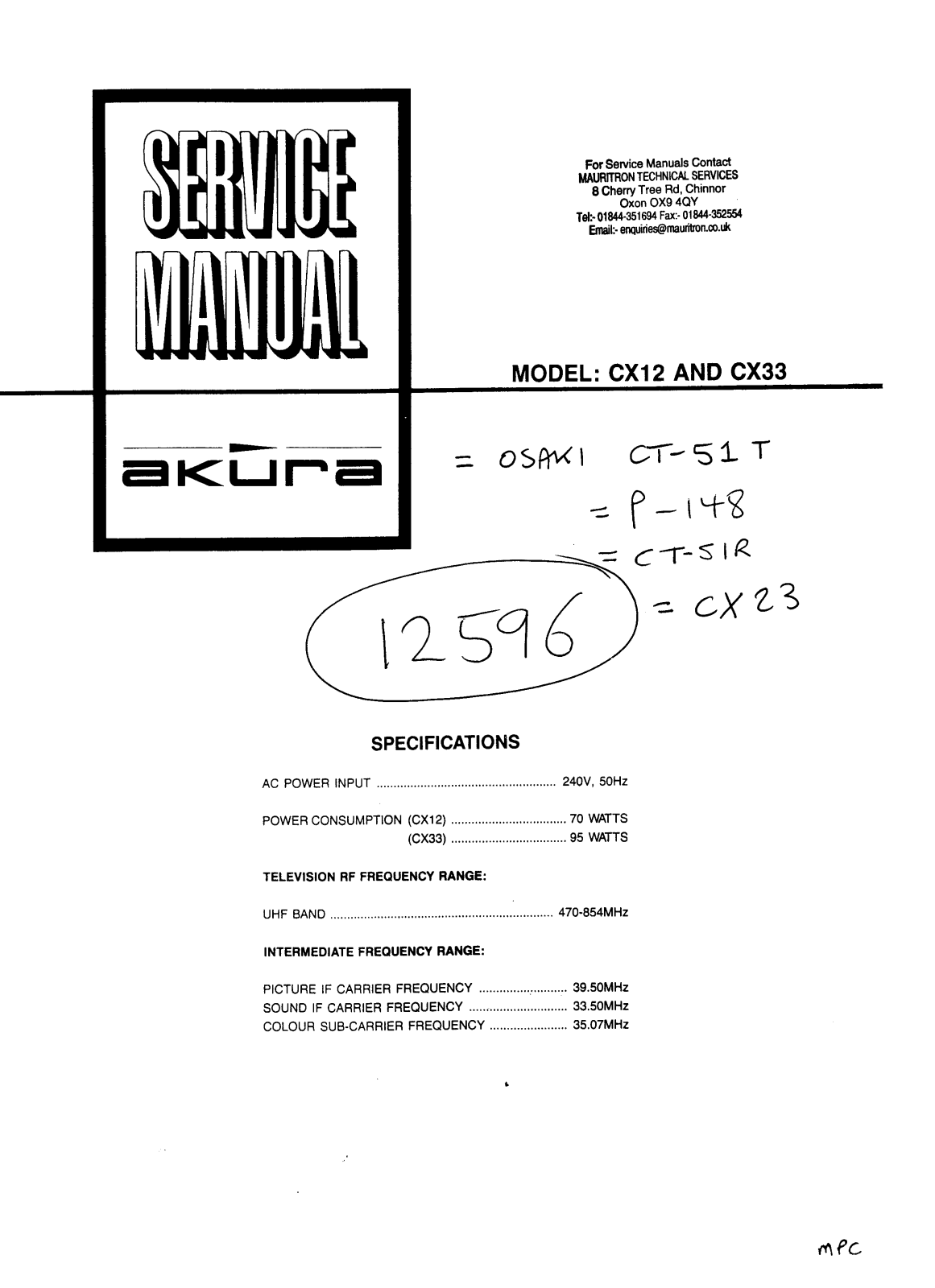 Akura CX12, CX33 Schematic