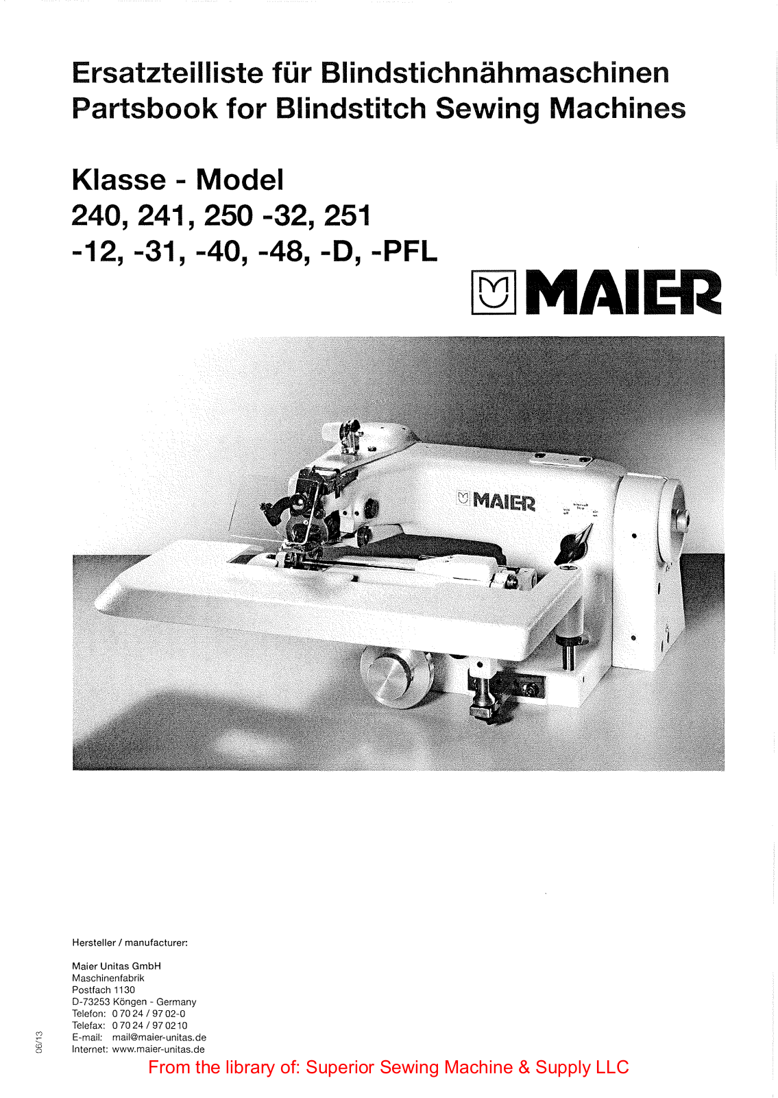 Maier-unitas 220, 221, 221-31, 221-18/1, 221-23/1-12 User Manual