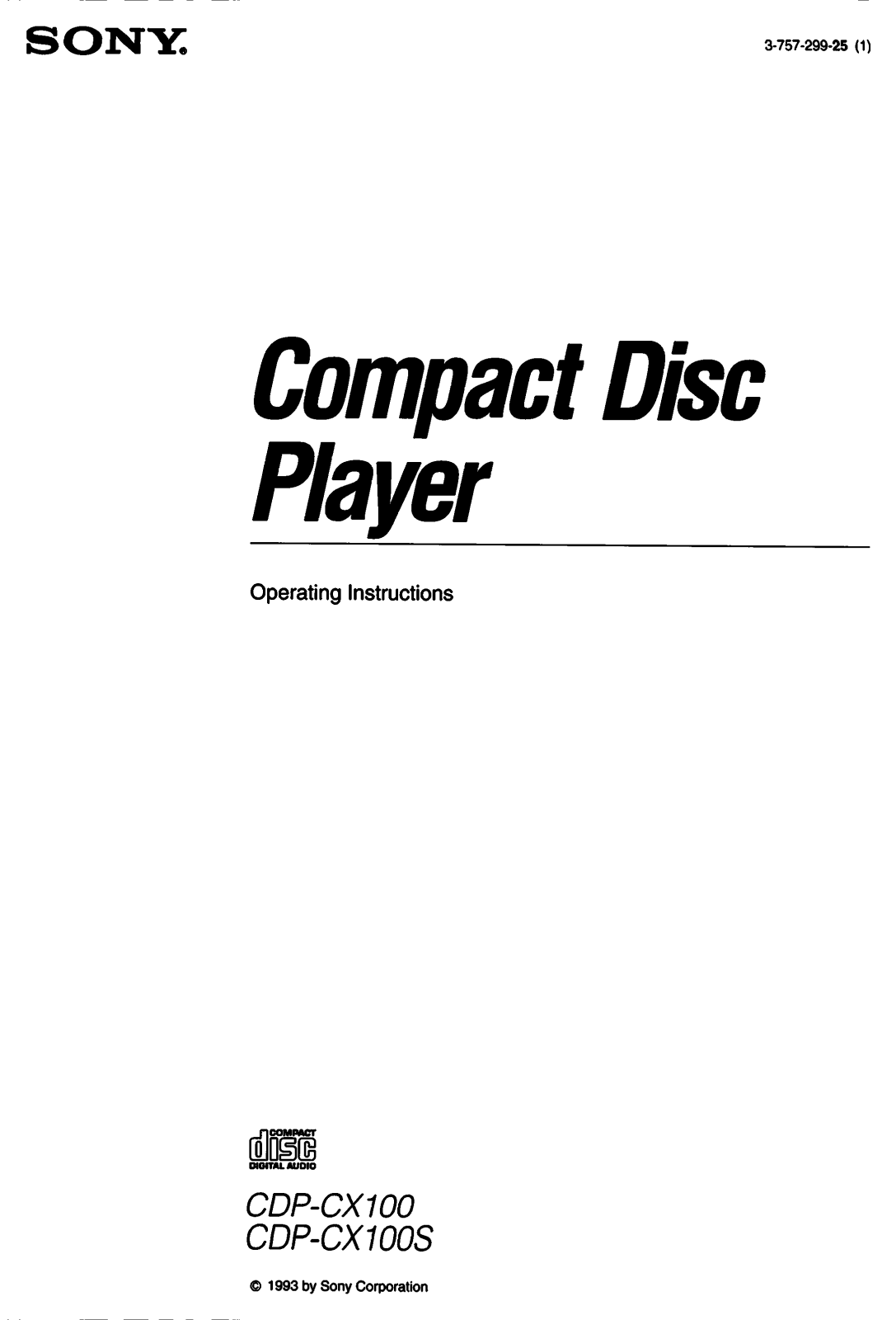 Sony CDP-CX100 User Manual