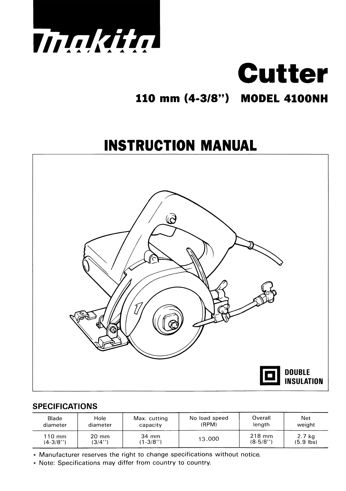 Makita 4100NH User Manual