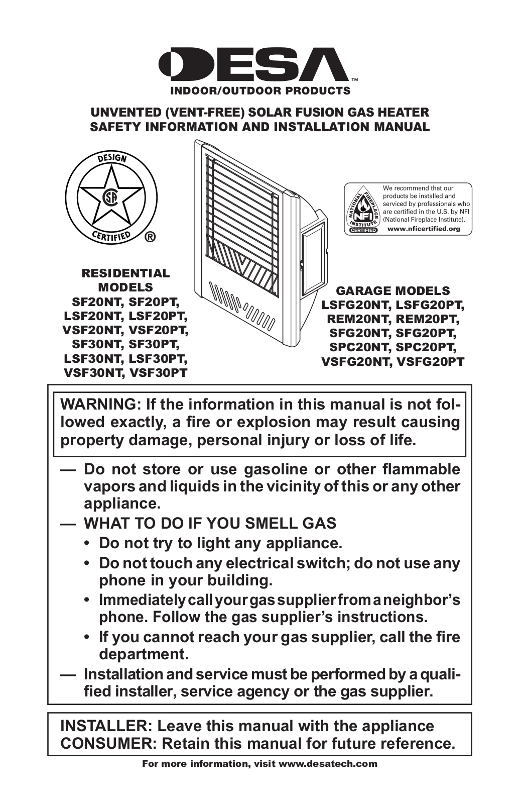 Desa LSFG20NT User Manual