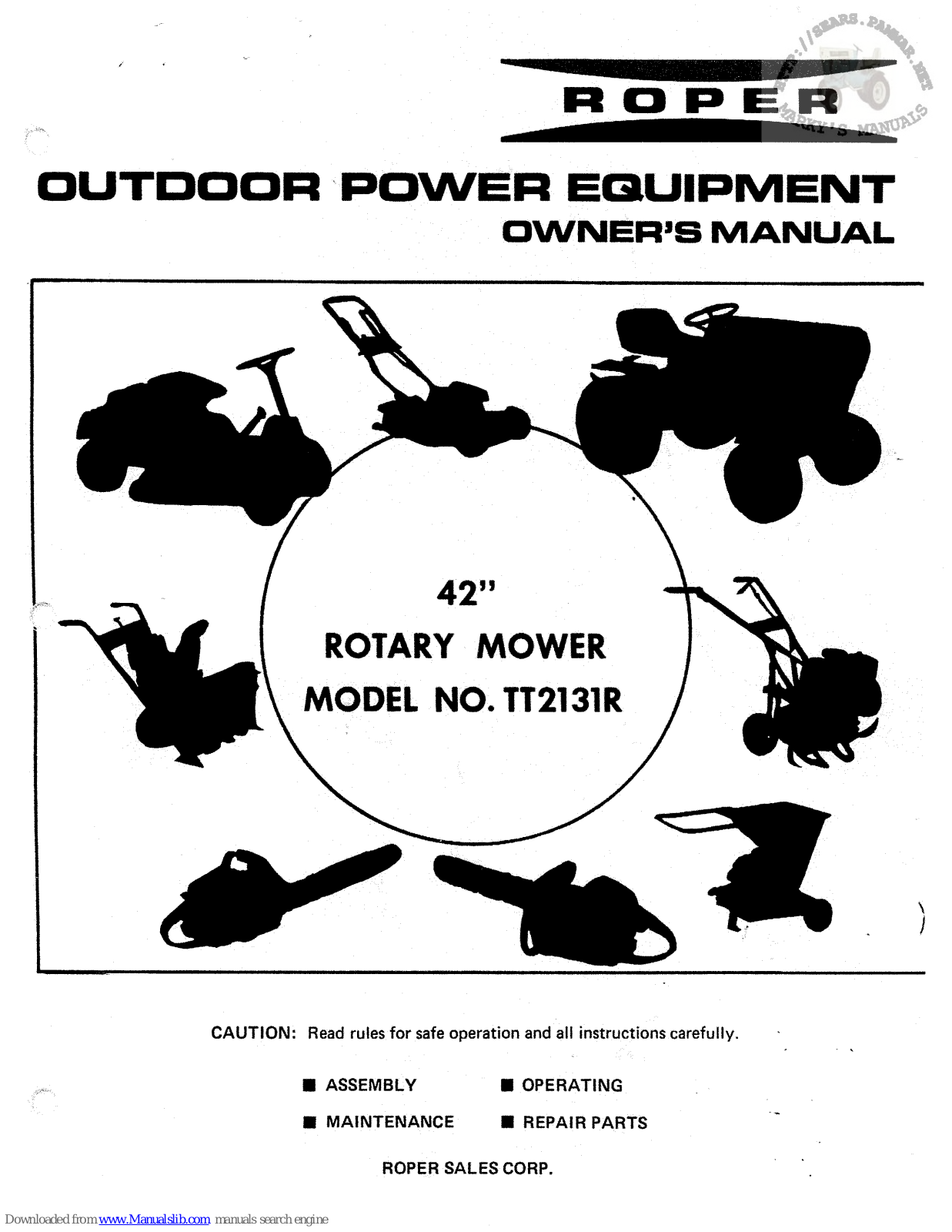 Roper TT2131R Owner's Manual