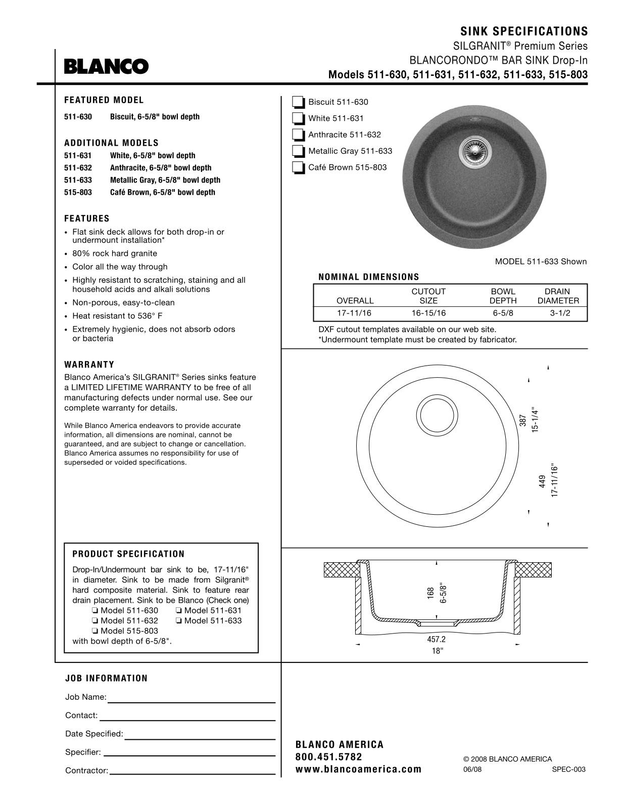 Blanco 511-630, 511-633, 511-632 User Manual