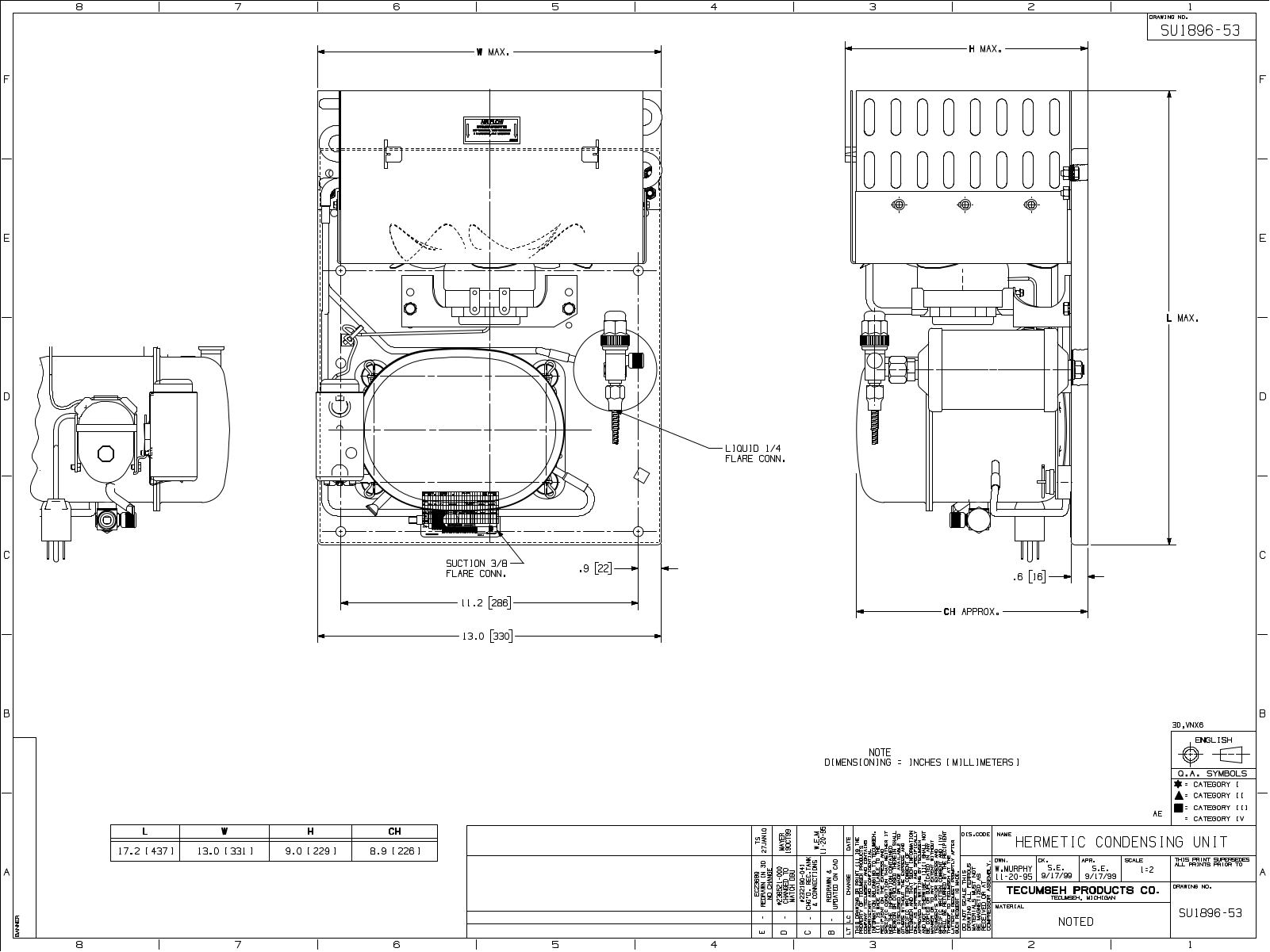 Tecumseh AEA4440AXAXB, AEA4440YXAXB Drawing Data