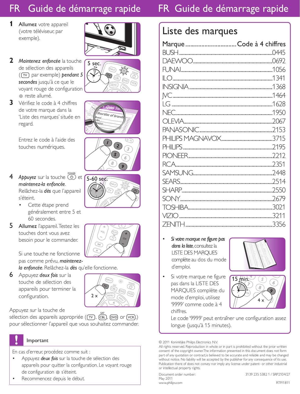 Philips SRP2104/27 Quick Start Guide