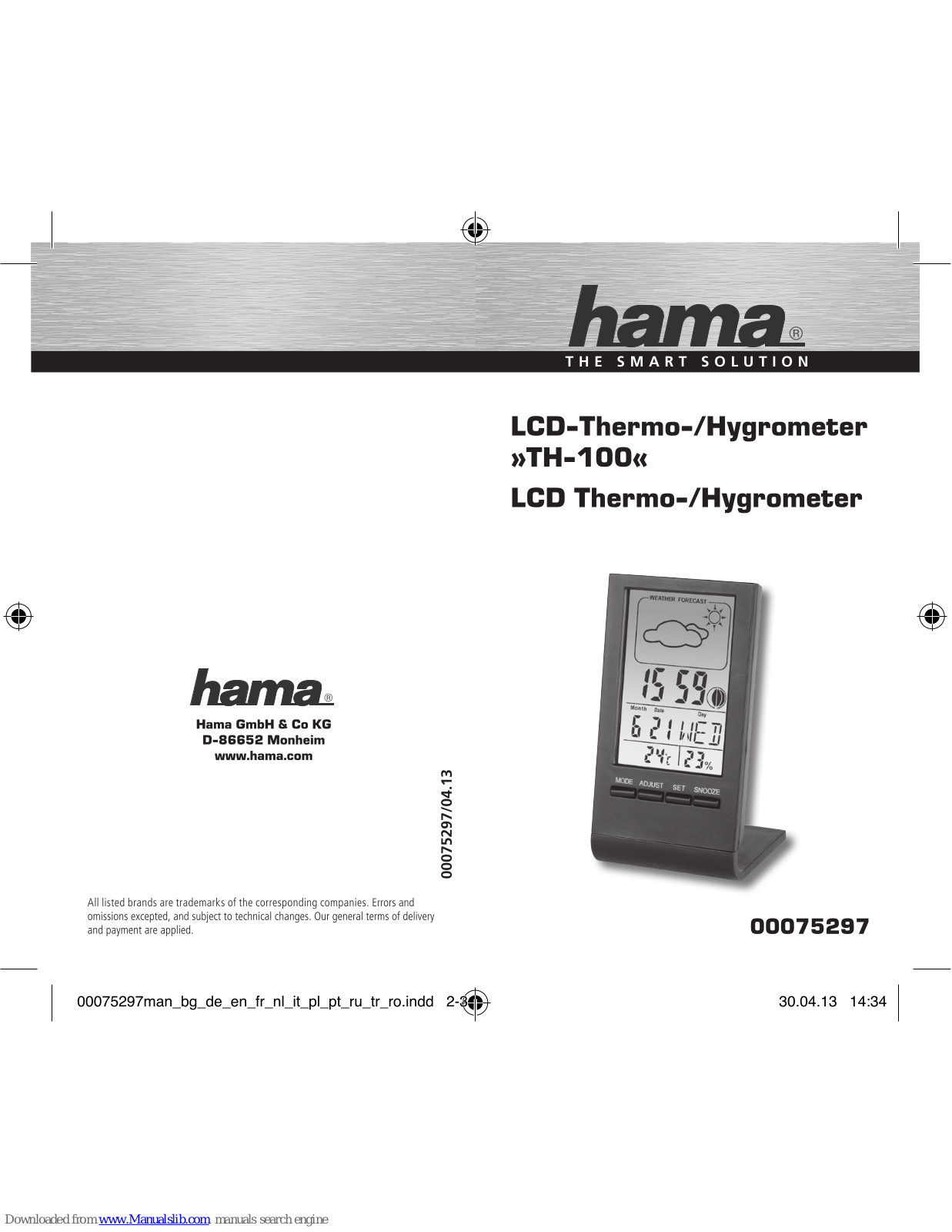 Hama TH-100, 75297 Operating Instruction - ManualMachine.com