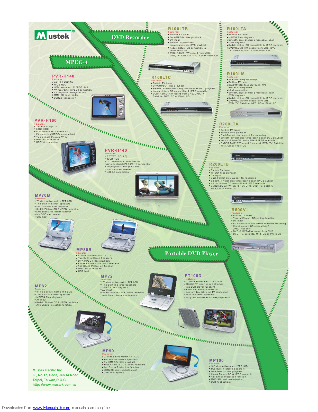 Mustek MP100, MP70B, MP72, MP80B, MP90 Specifications