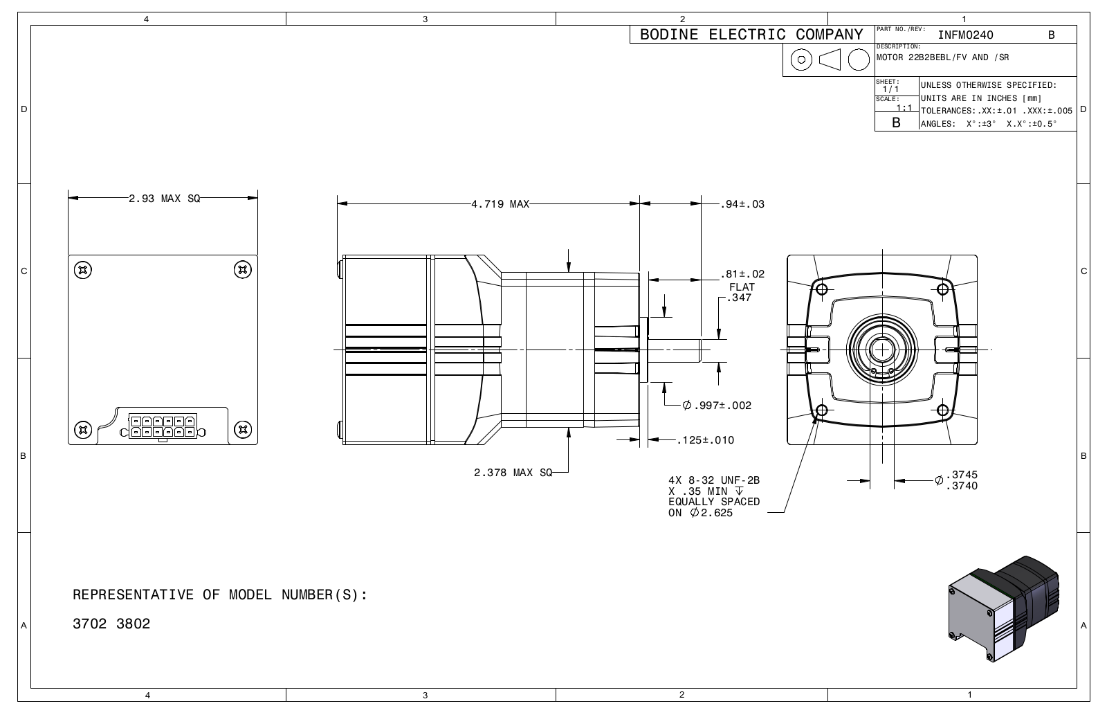 Bodine 3702, 3802 Reference Drawing