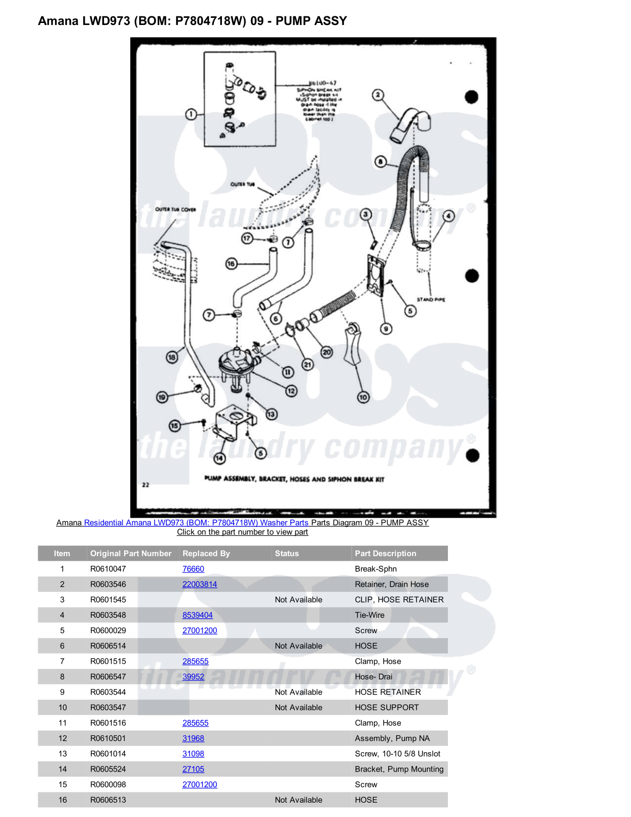 Amana LWD973 Parts Diagram