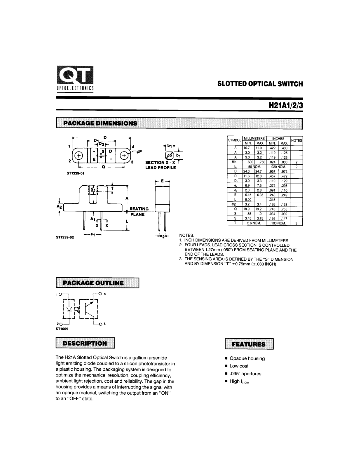 QT H21A3, H21A2, H21A1 Datasheet