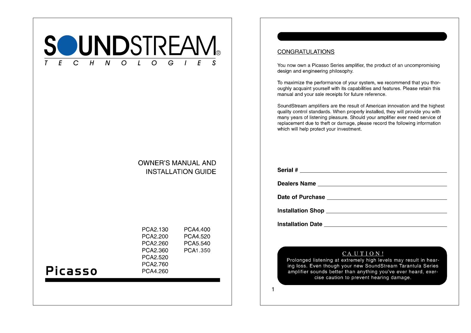 Soundstream PCA5.540 Owner's Manual