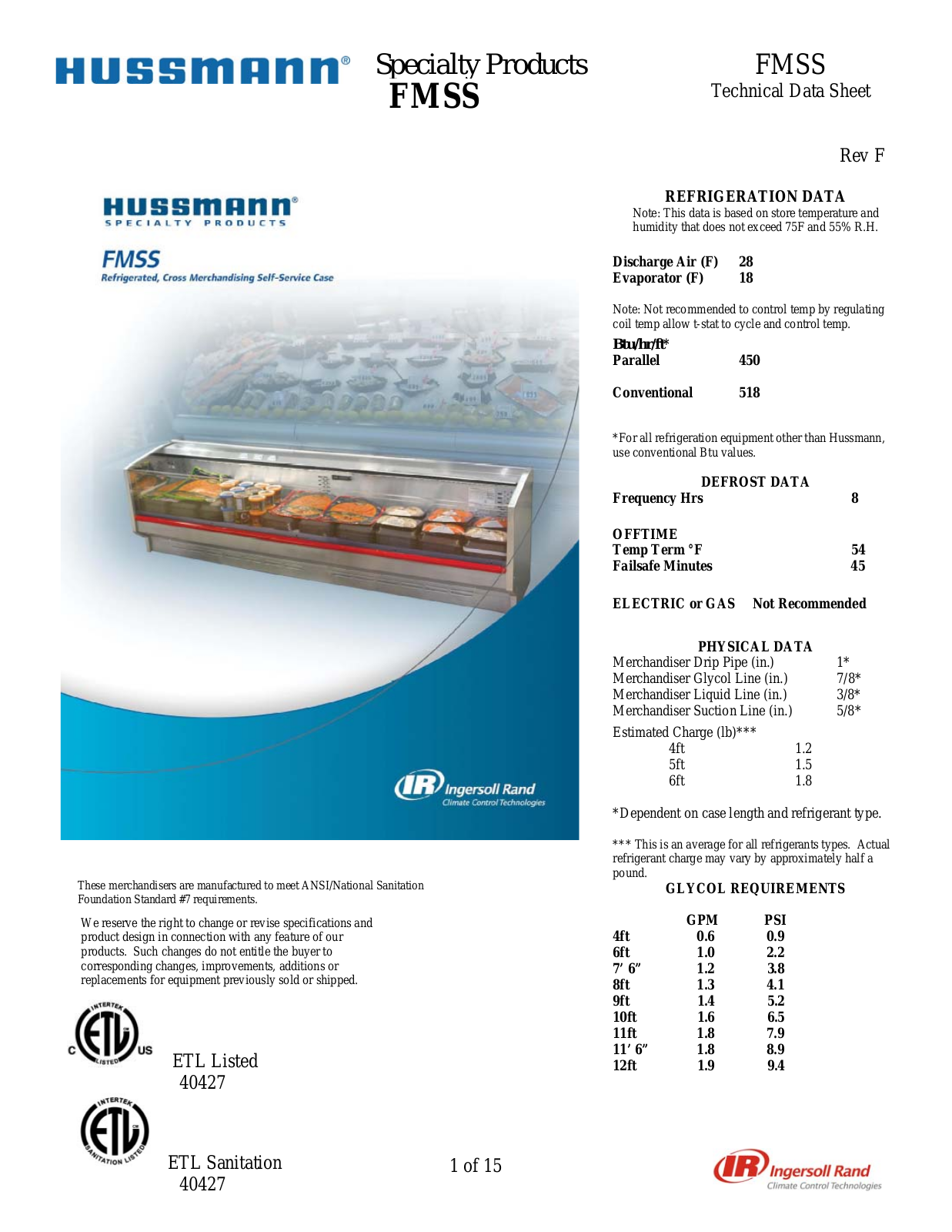 Hussmann FMSS Specifications