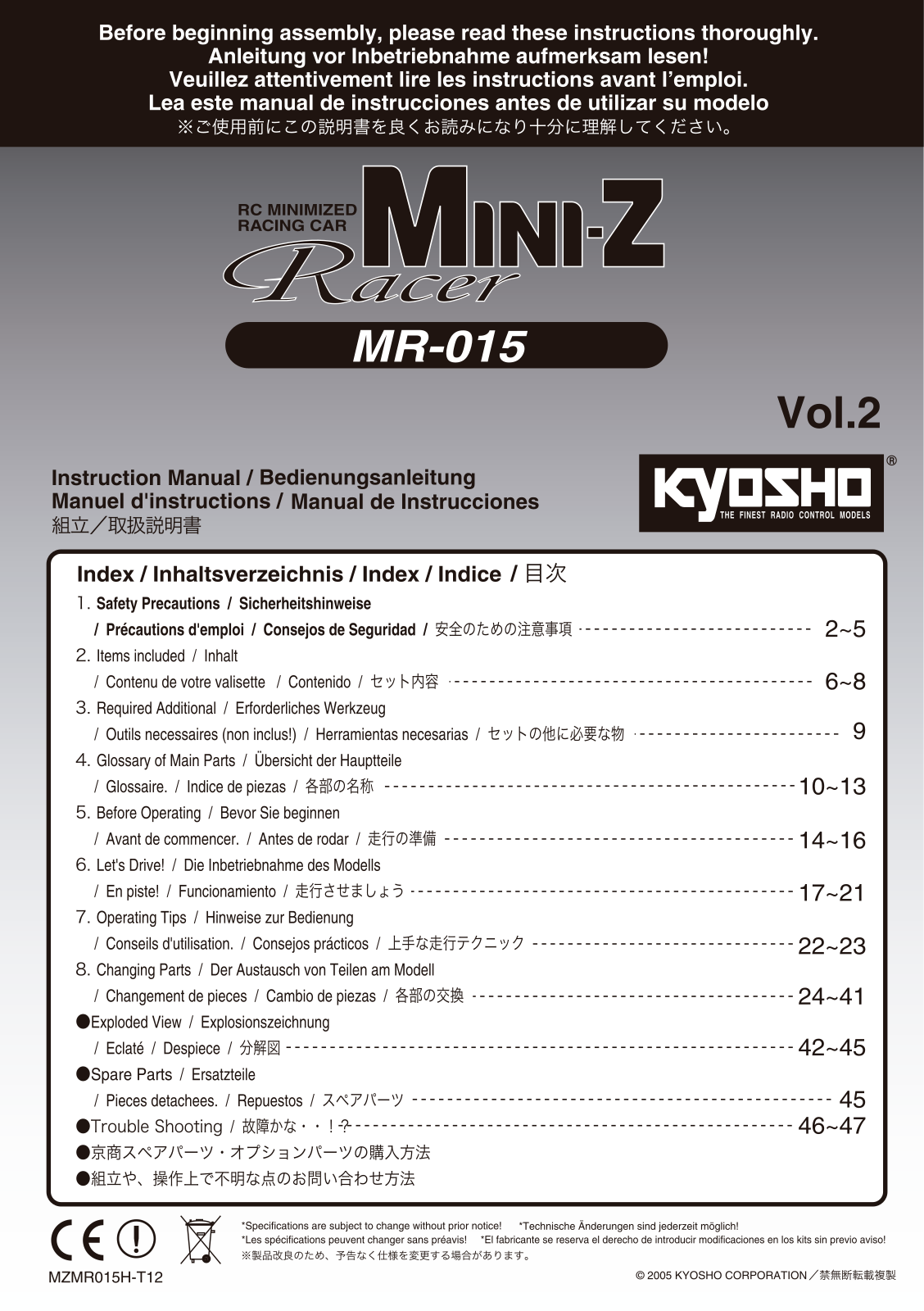 KYOSHO MINI-Z MR-015 User Manual