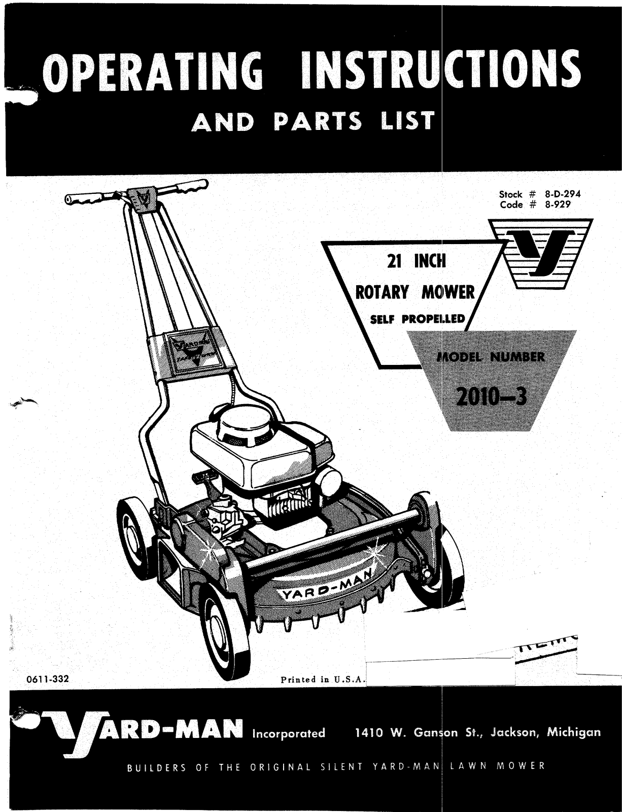 yard-man 2010-3 operators Manual
