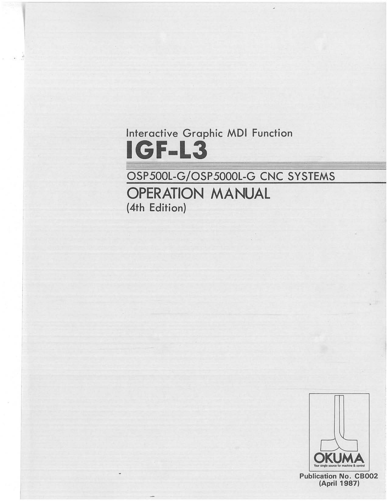 okuma OSP500L-G, OSP5000L-G Operation Manual