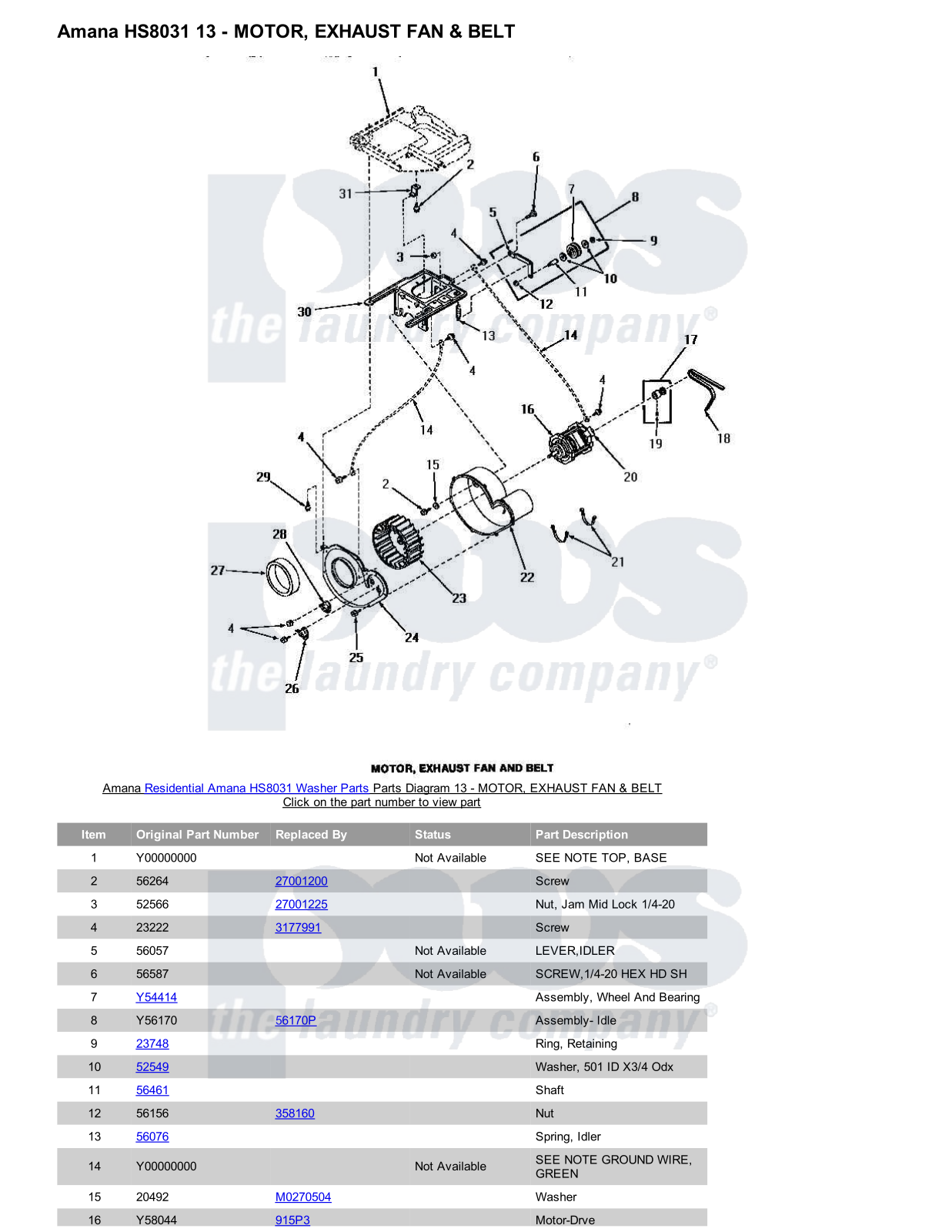 Amana HS8031 Parts Diagram