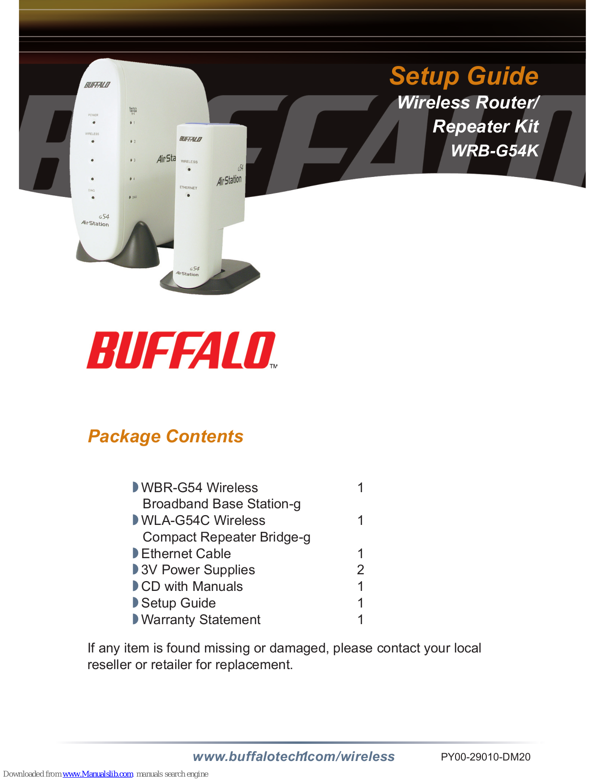 Buffalo AirStation G54 WLA-G54C, WRB-G54K Setup Manual