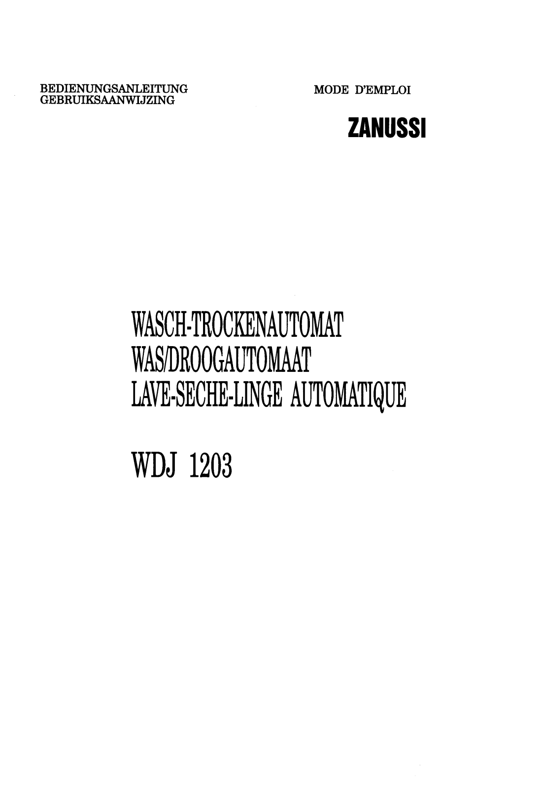 Zanussi WDJ1203 User Manual