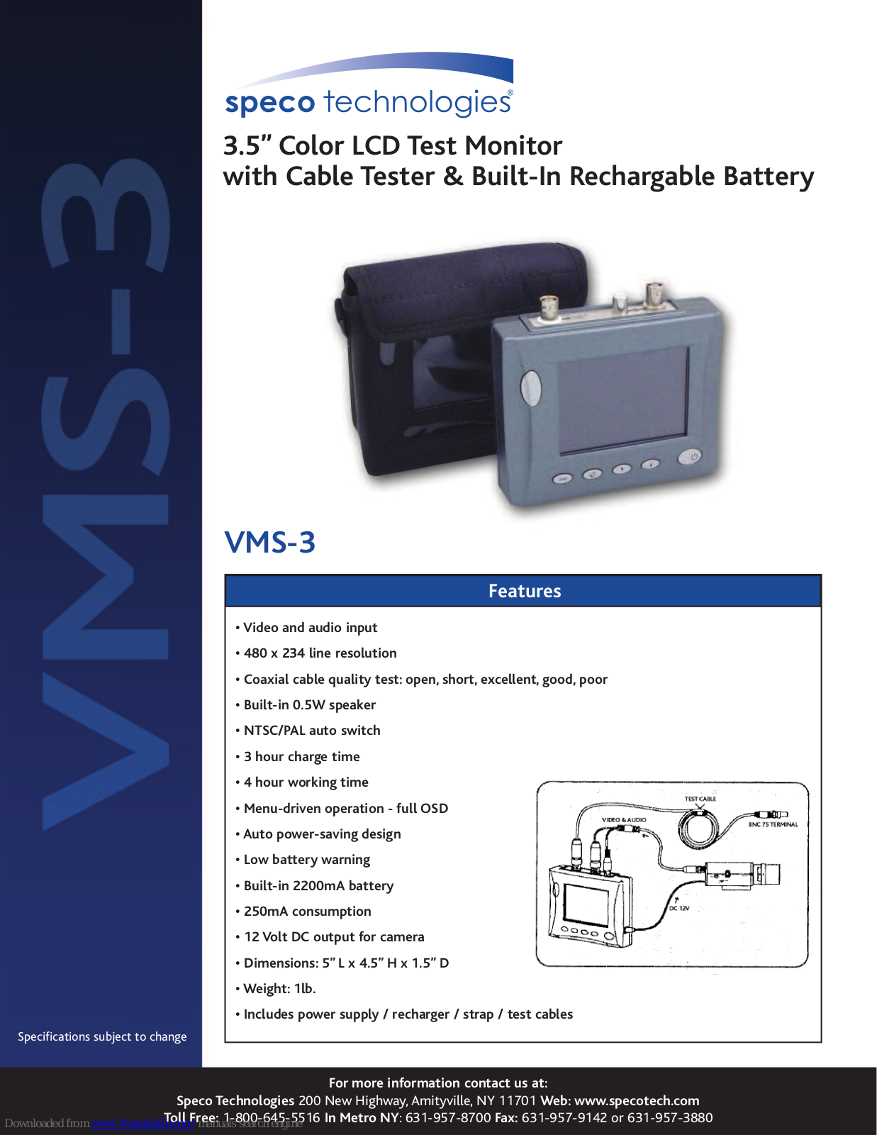 Speco VMS-3 Features - ManualMachine.com