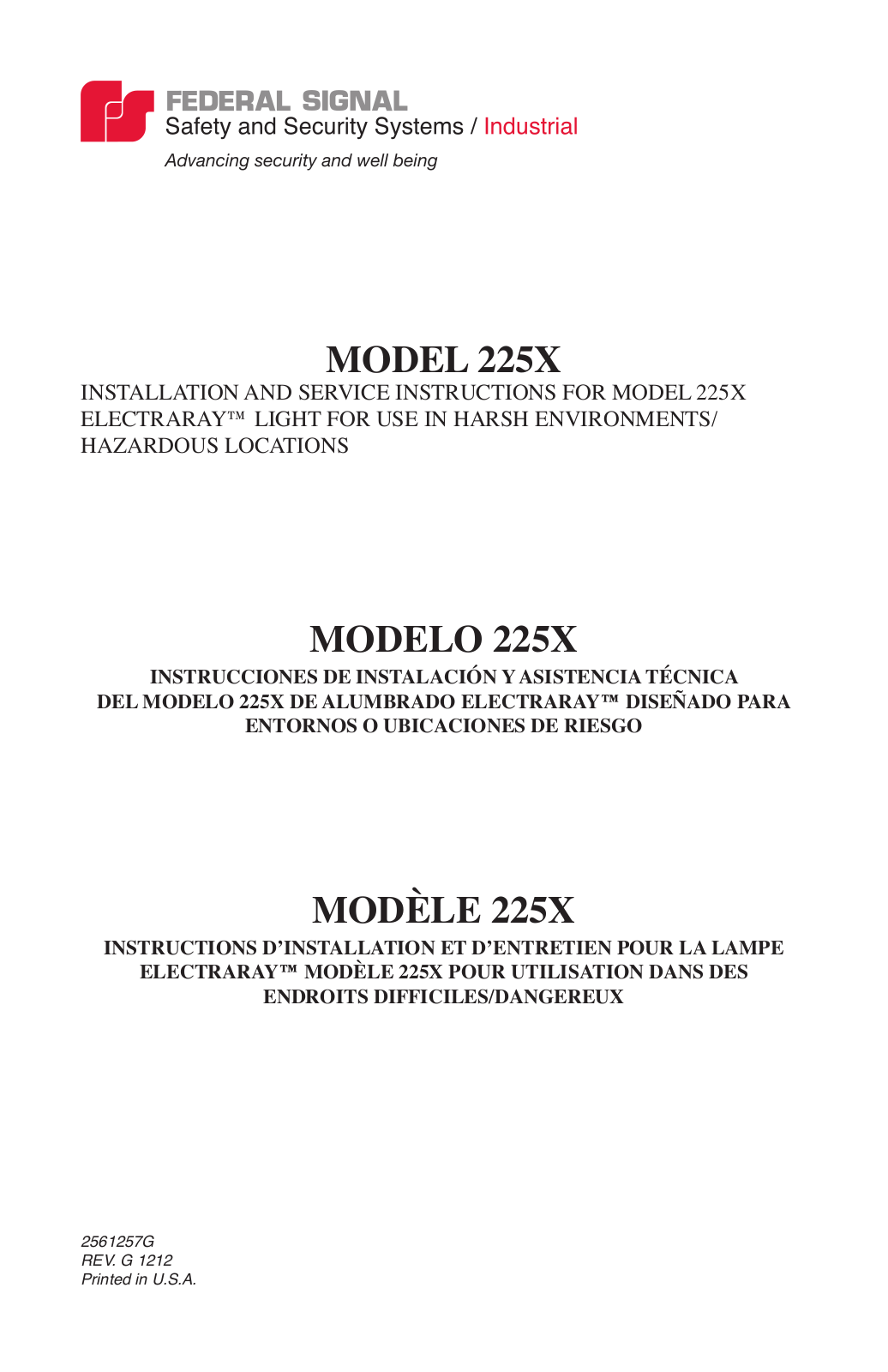 Federal Signal 225X Users Manual