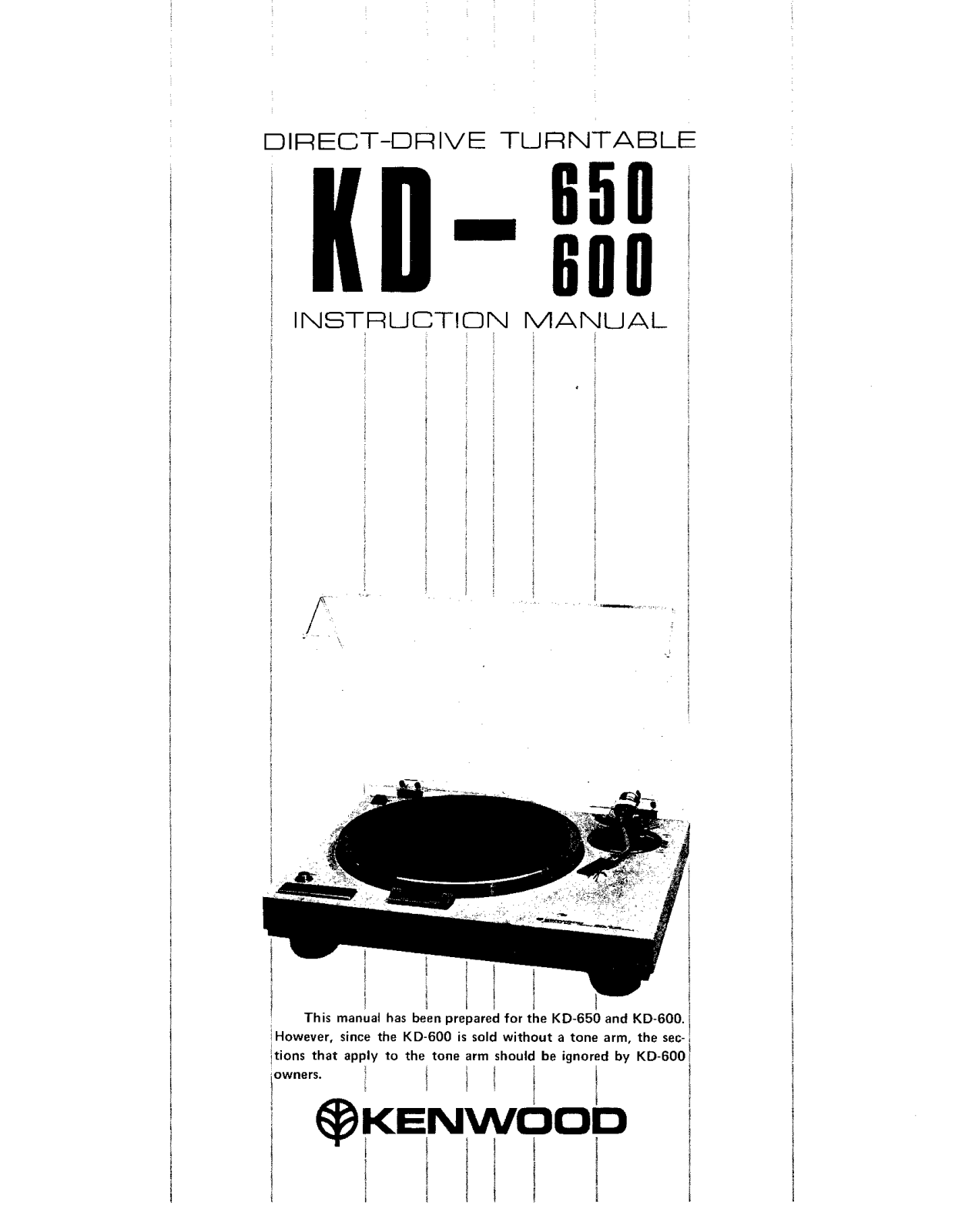 Kenwood KD-650, KD-600 Owner's Manual